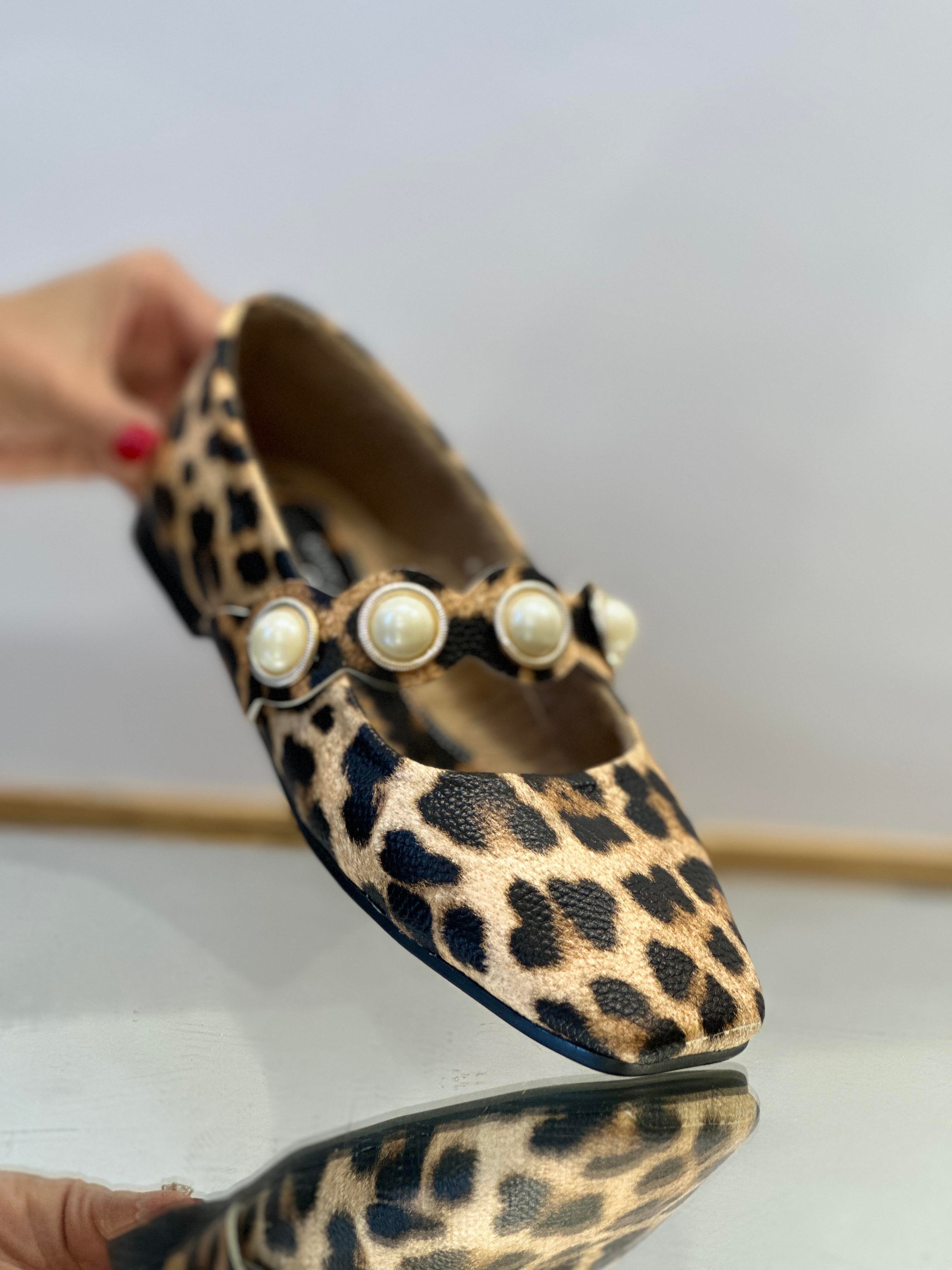 Multi İnci Babet Siyah Leopar - KADIN AYAKKABI