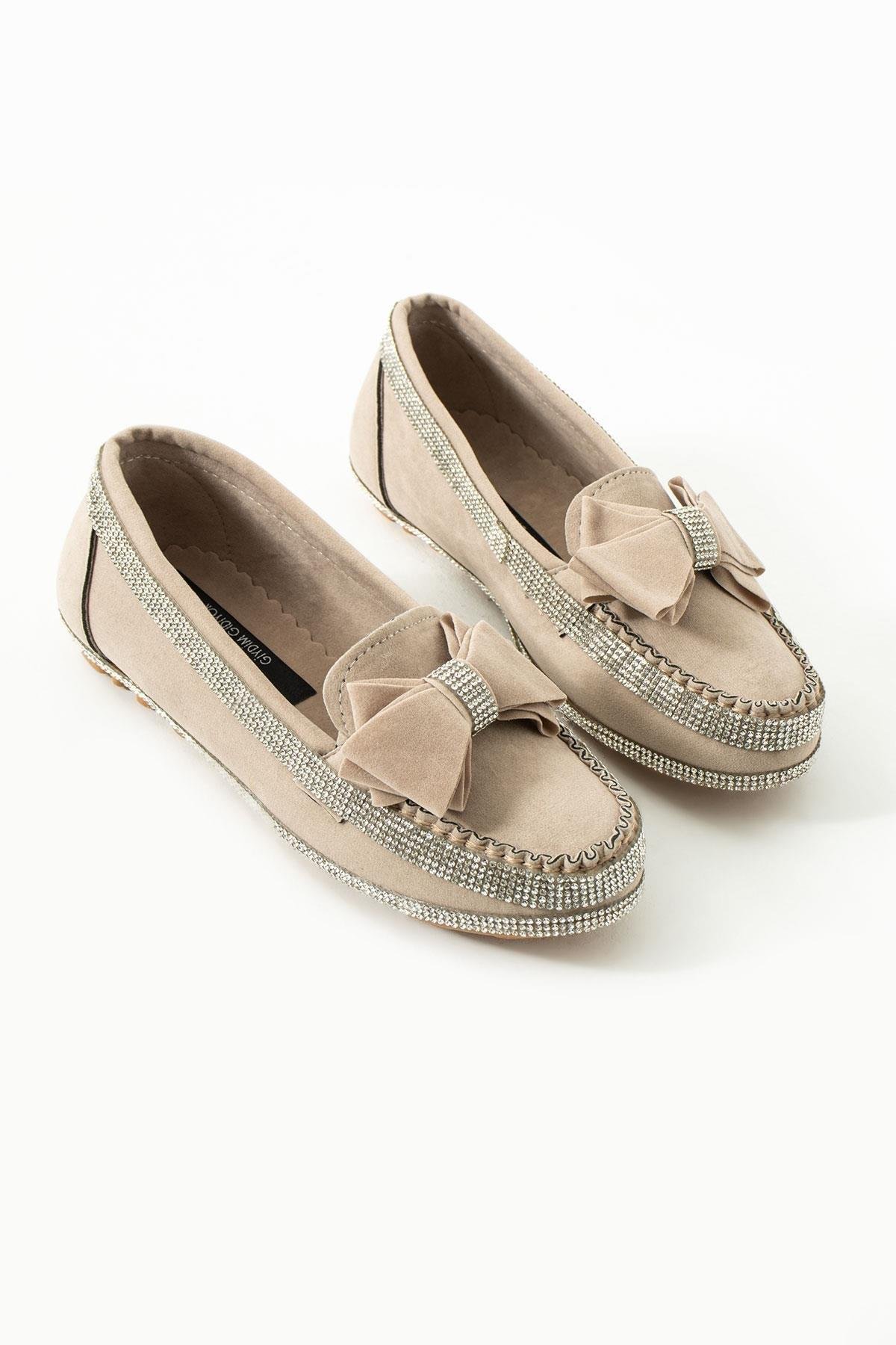 Mustang Süet Babet Bej - Düz Babet