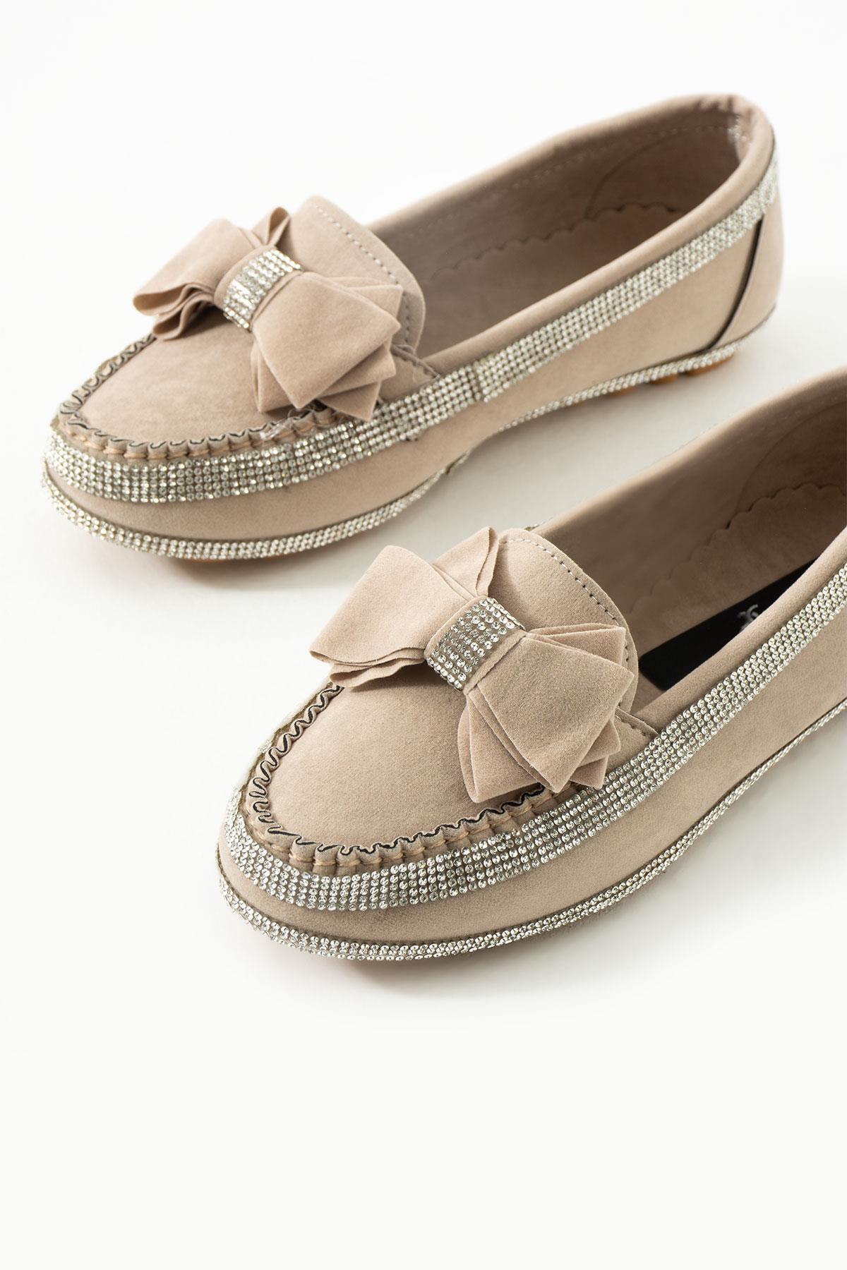 Mustang Süet Babet Bej - Düz Babet