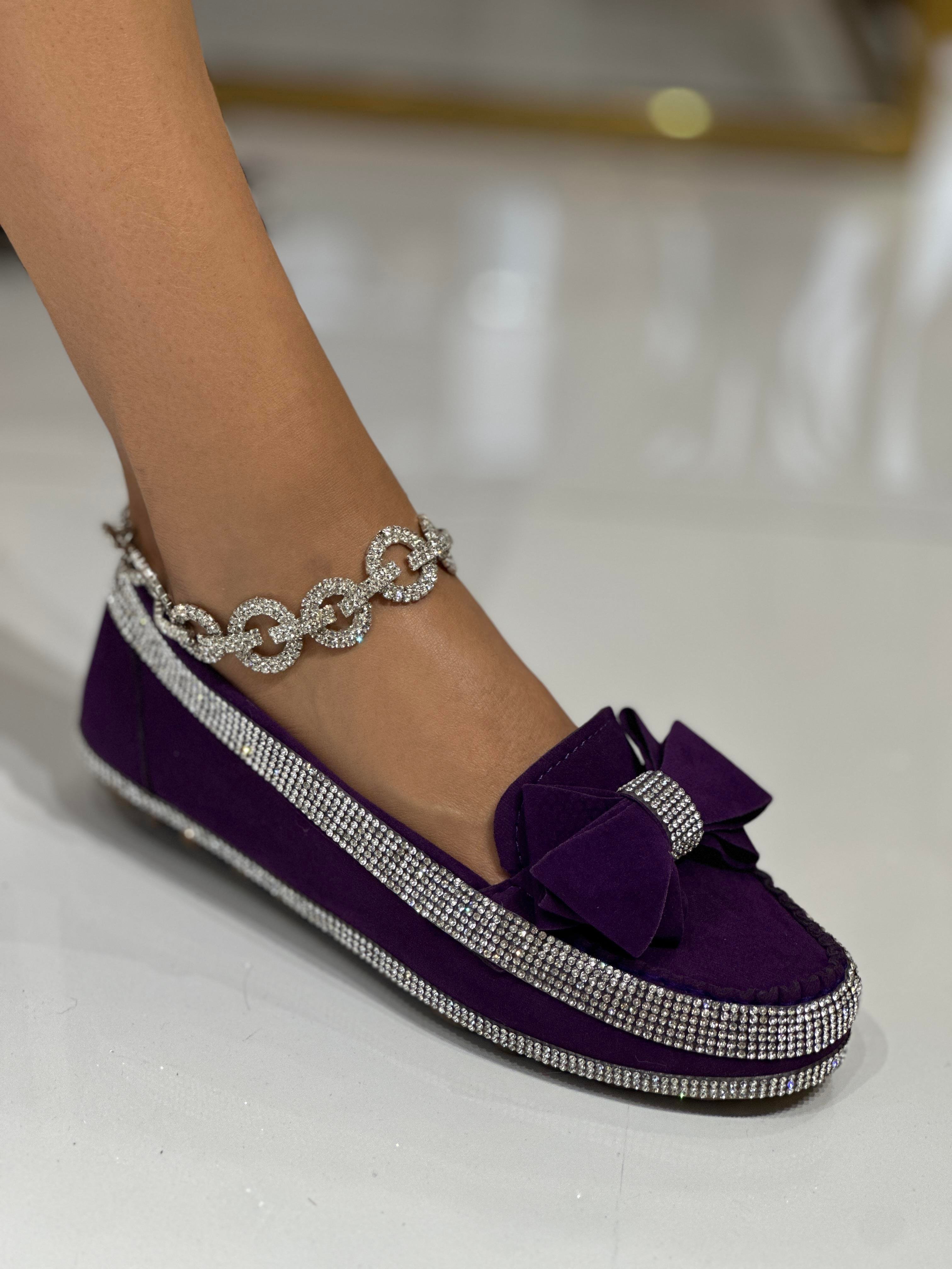 Mustang Süet Babet Mor - Düz Babet