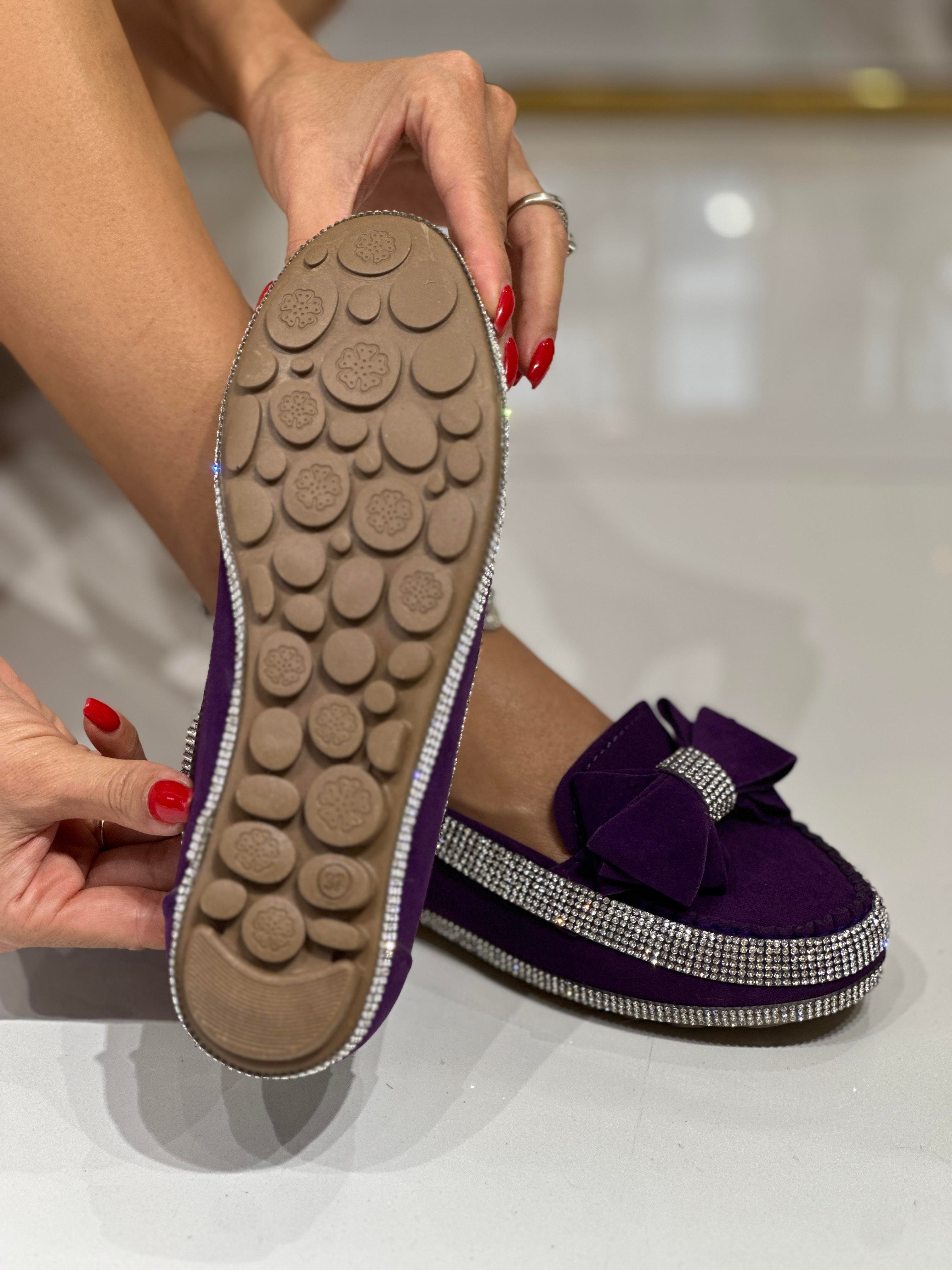 Mustang Süet Babet Mor - Düz Babet