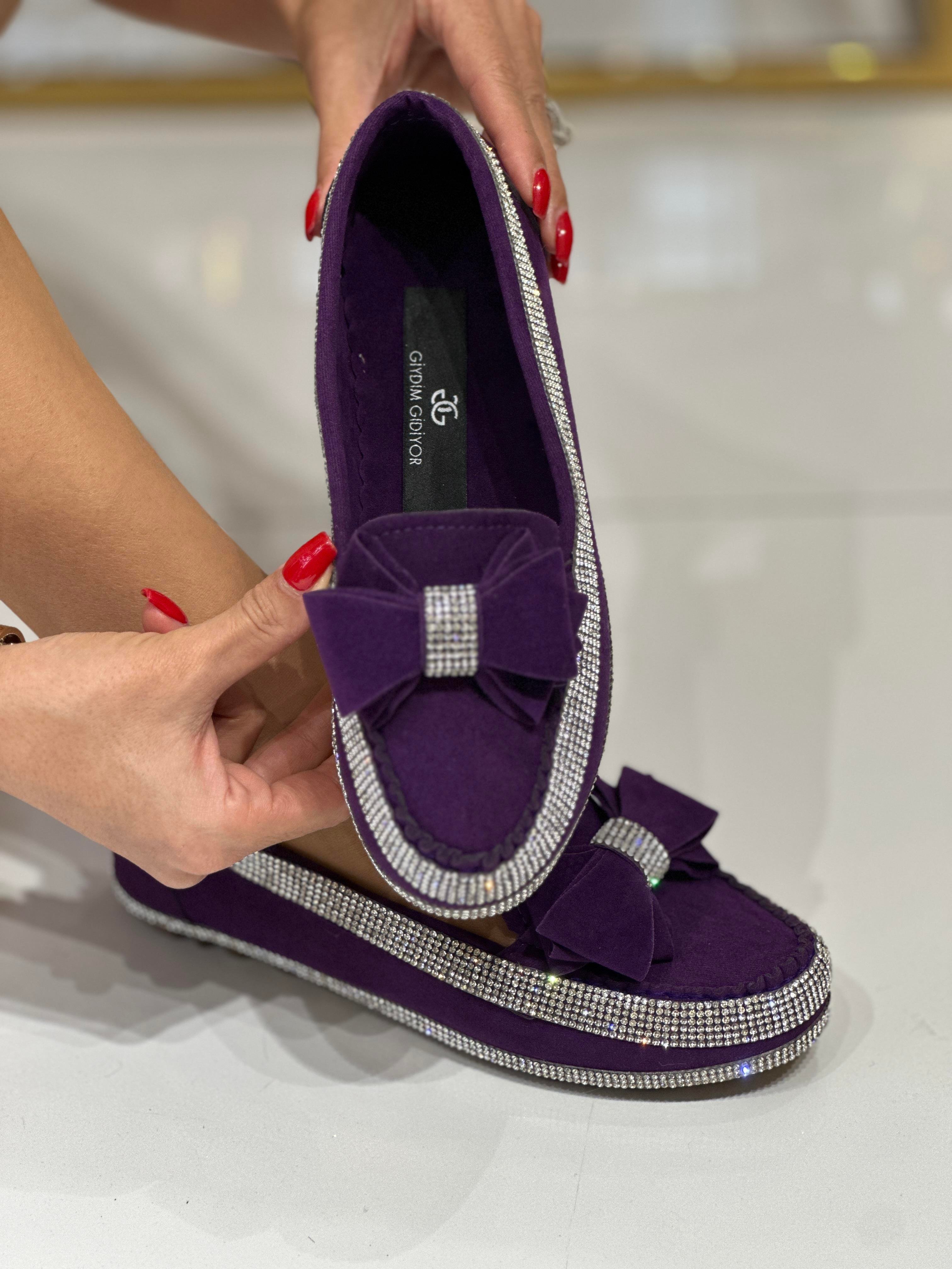 Mustang Süet Babet Mor - Düz Babet