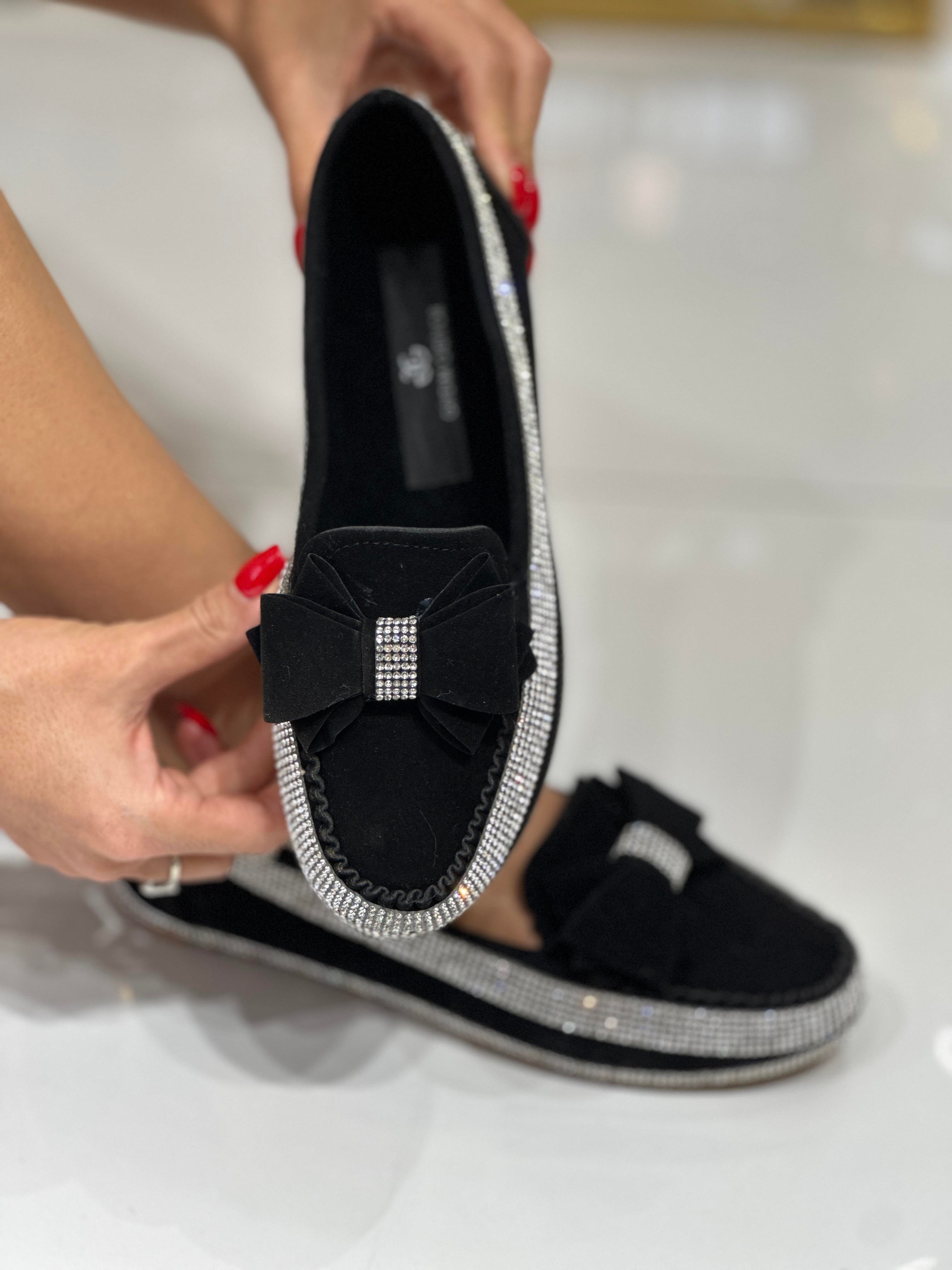 Mustang Süet Babet Siyah - Düz Babet