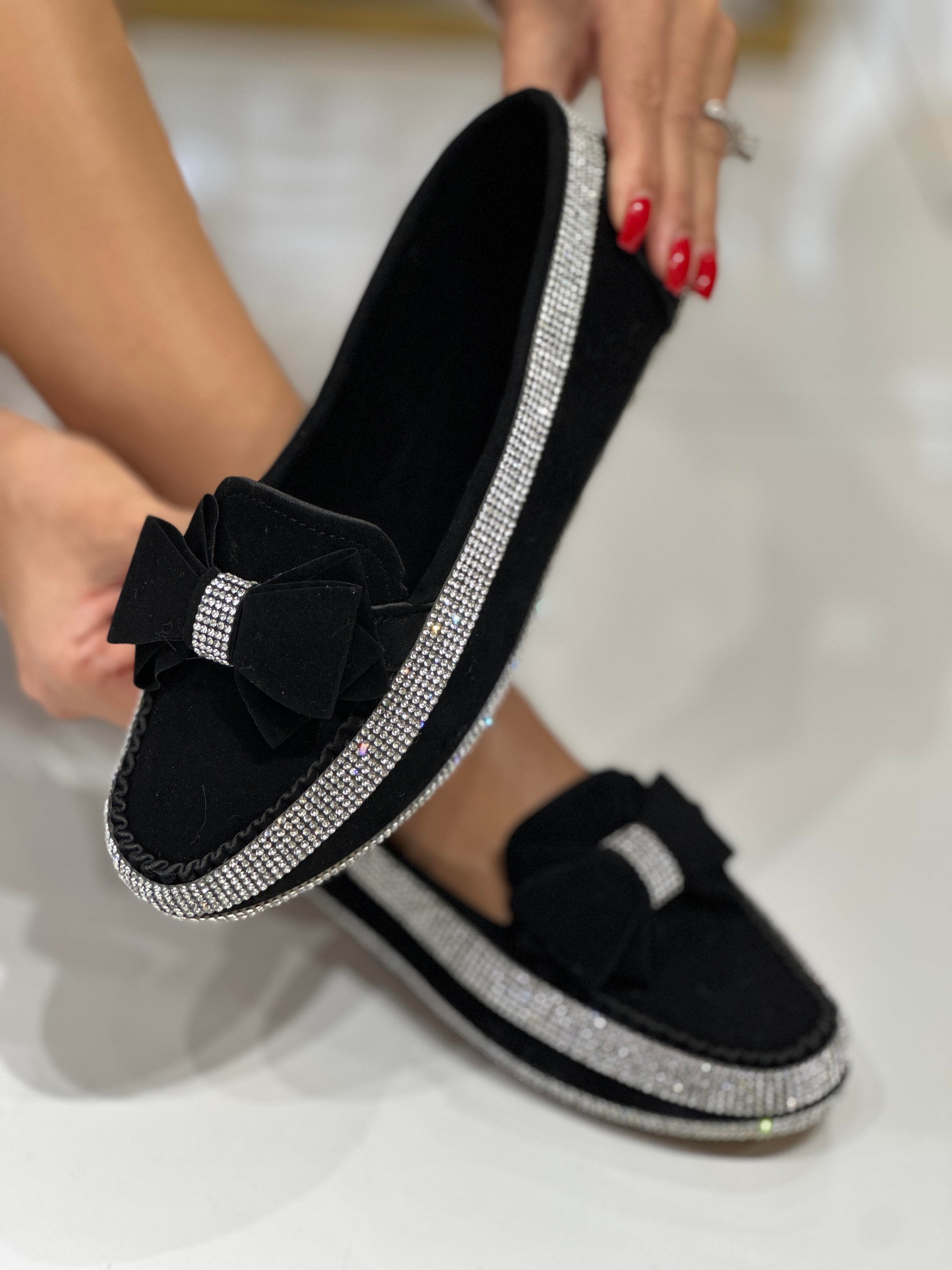 Mustang Süet Babet Siyah - Düz Babet