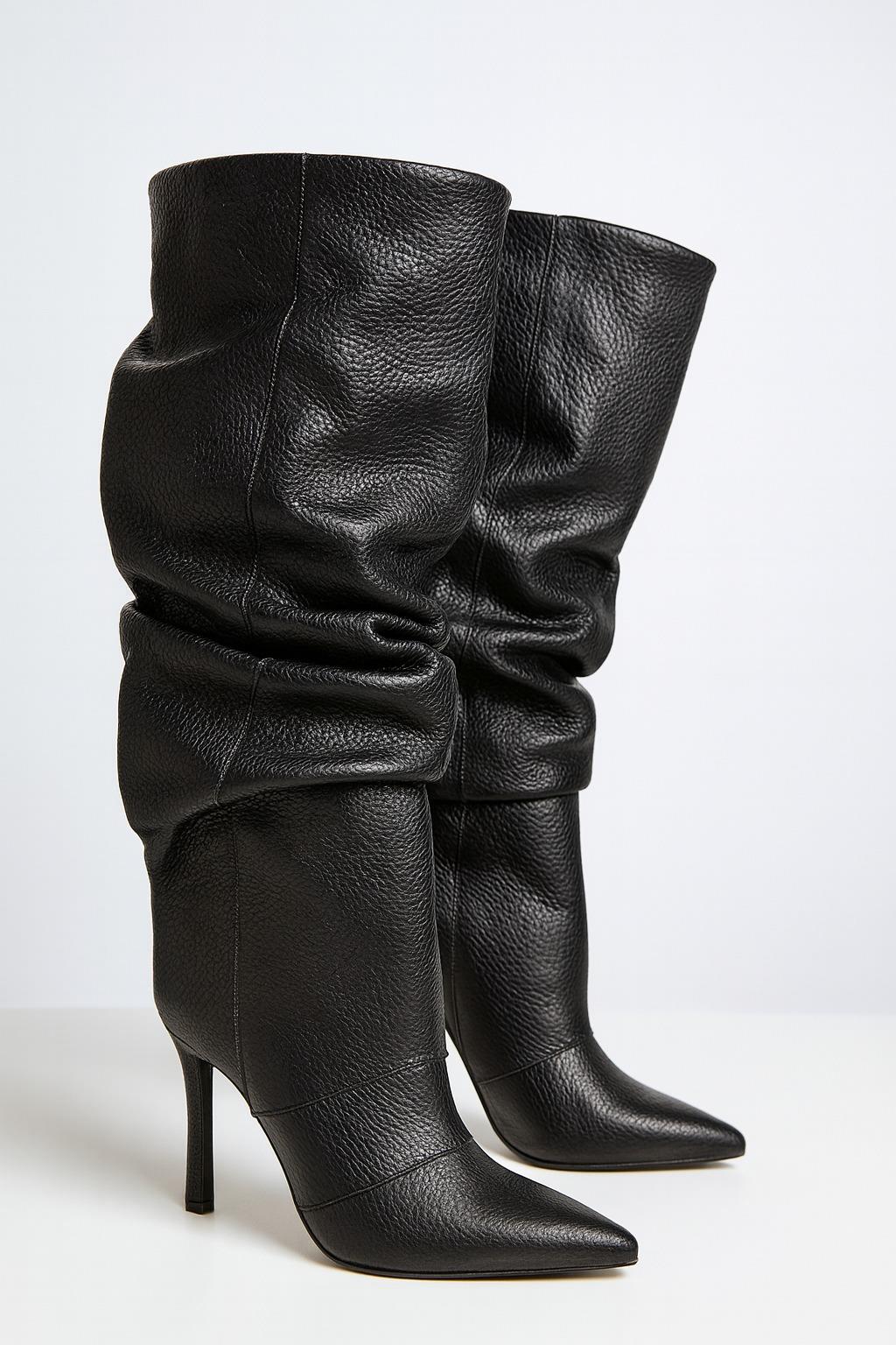 Nakad Özel Tasarım İnce Topuklu Çizme Siyah - Bot & Çizme