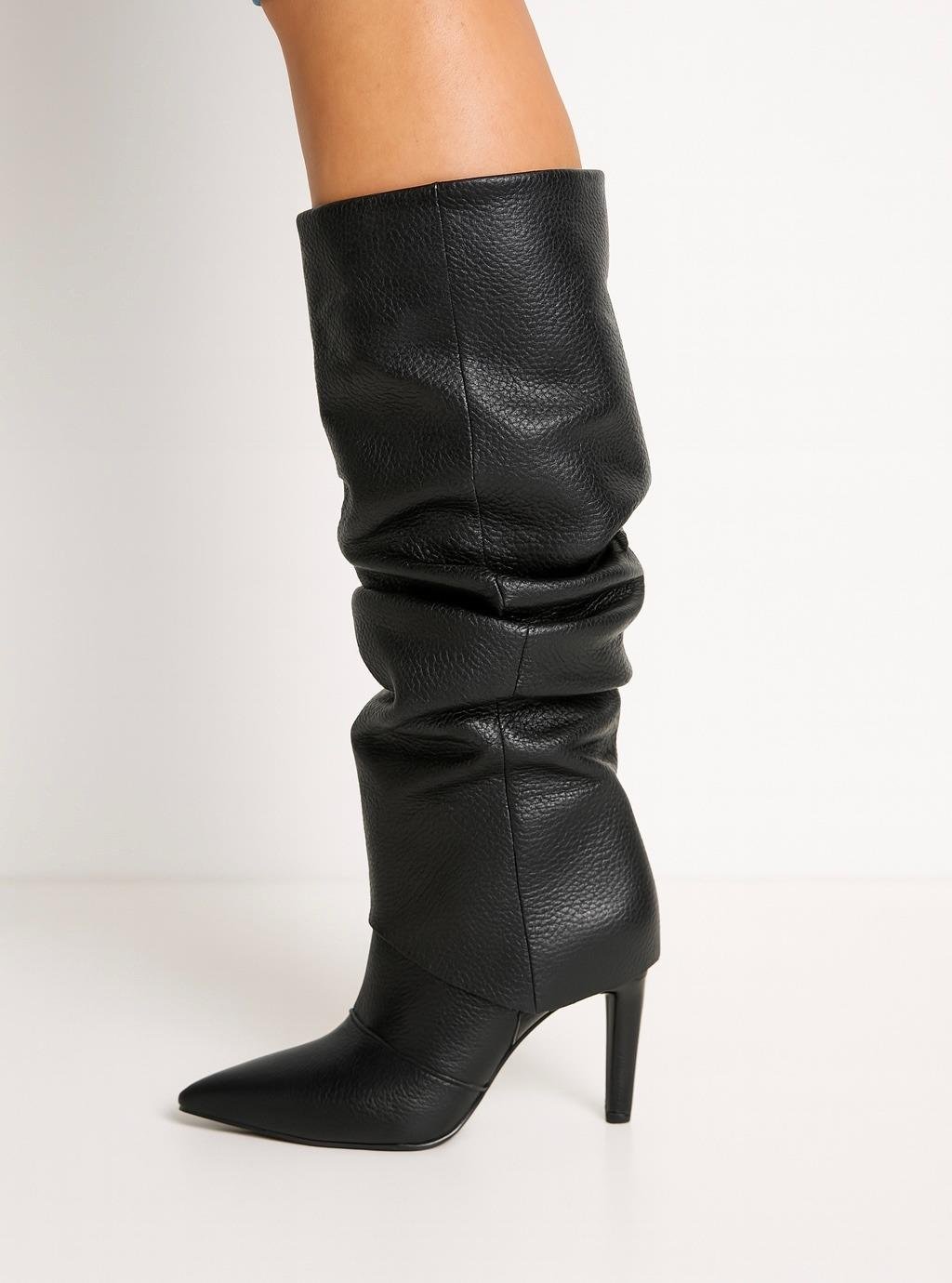Nakad Özel Tasarım İnce Topuklu Çizme Siyah - Bot & Çizme