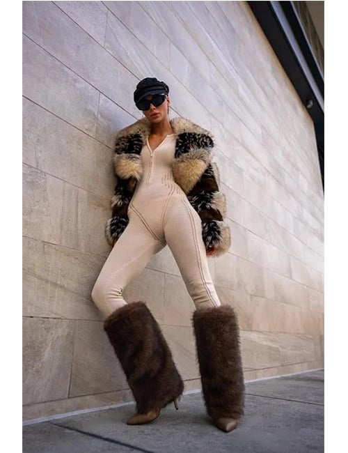 Nery Tüylü Çizme Siyah - LONG BOOTS