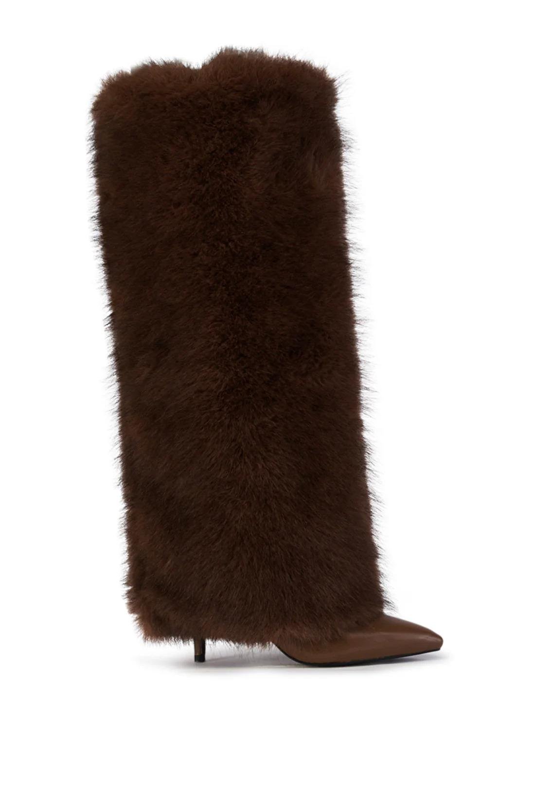 Nery Tüylü Çizme Siyah - LONG BOOTS