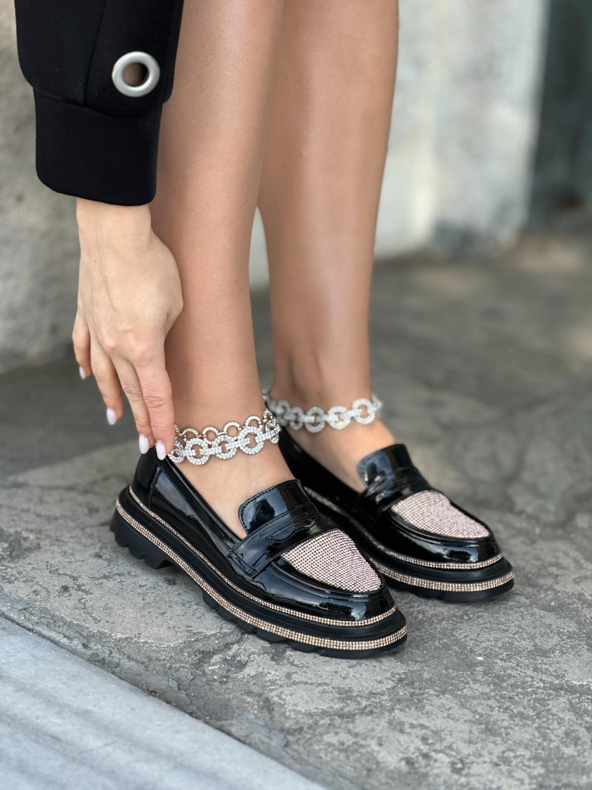 Newal Kristal Taşlı Loafer Gold - WOMAN SHOES