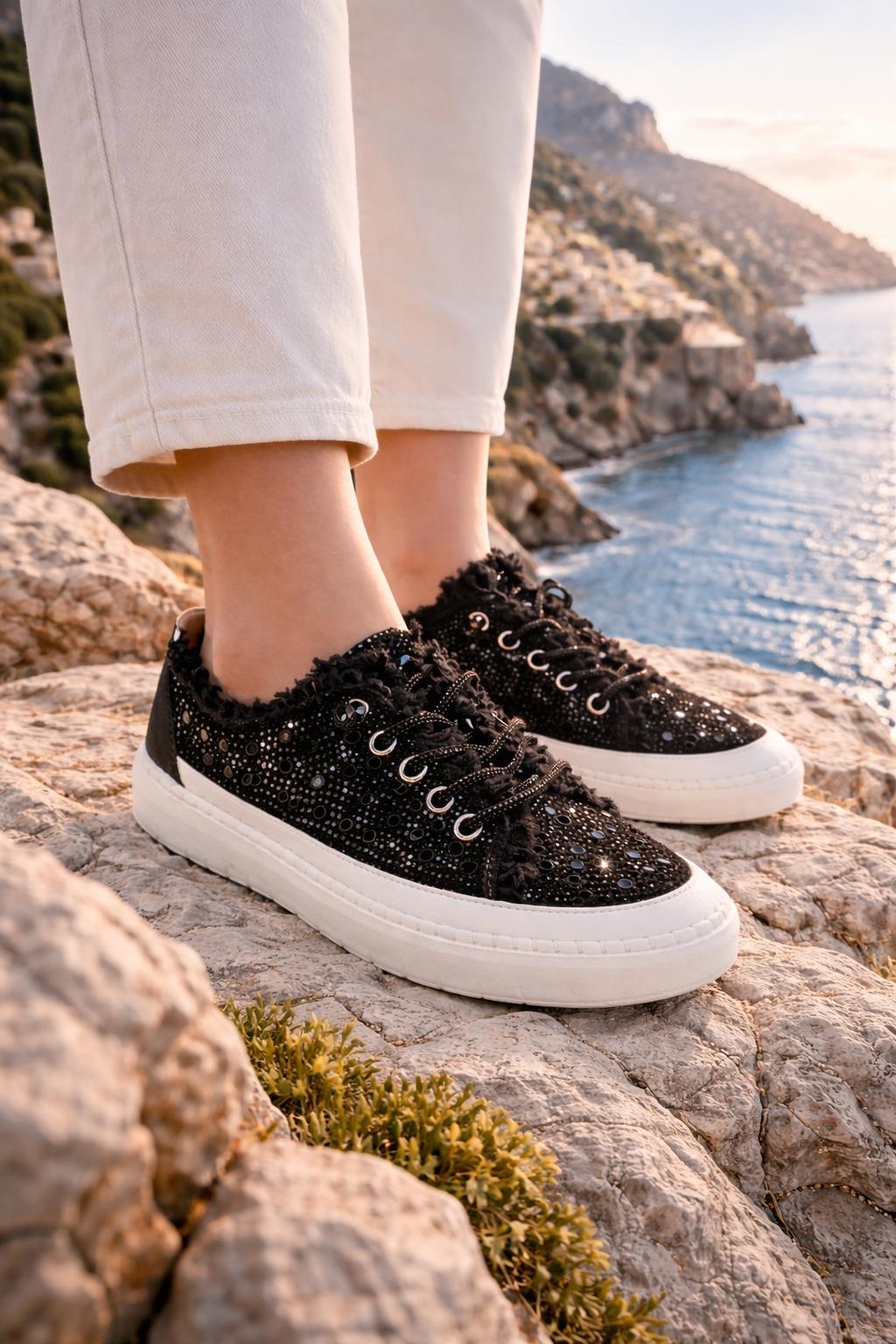 Night Spark Kot Spor Ayakkabı Siyah - Spor Ayakkabı