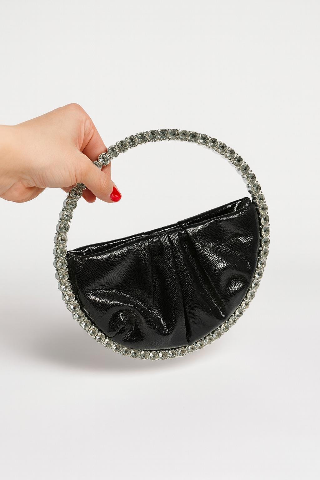 Nobu Crystal Stone Bag Black - Taşlı Çanta