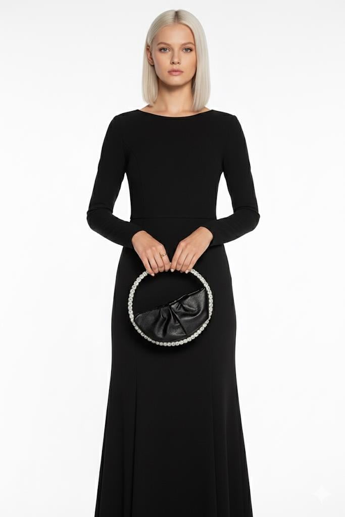 Nobu Crystal Stone Bag Black - Taşlı Çanta