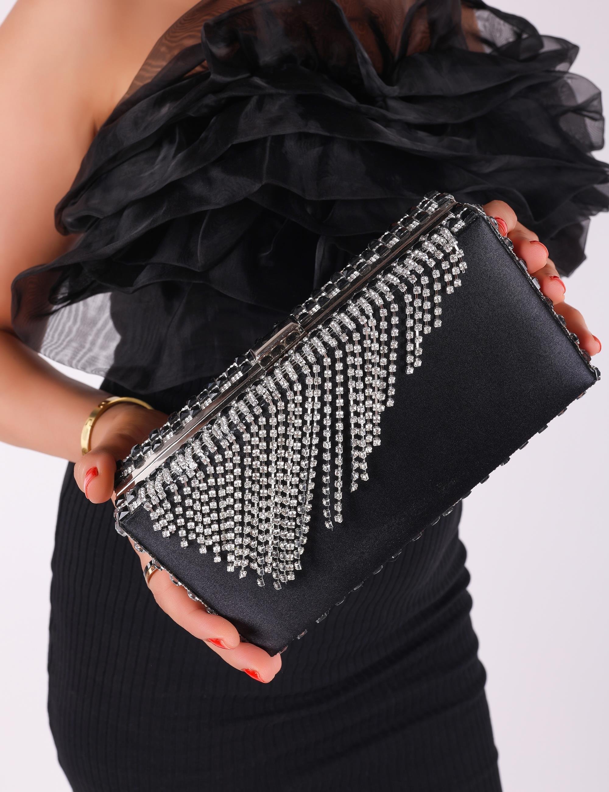 Nordia Kristal Taşlı Çanta Siyah - ÇANTA