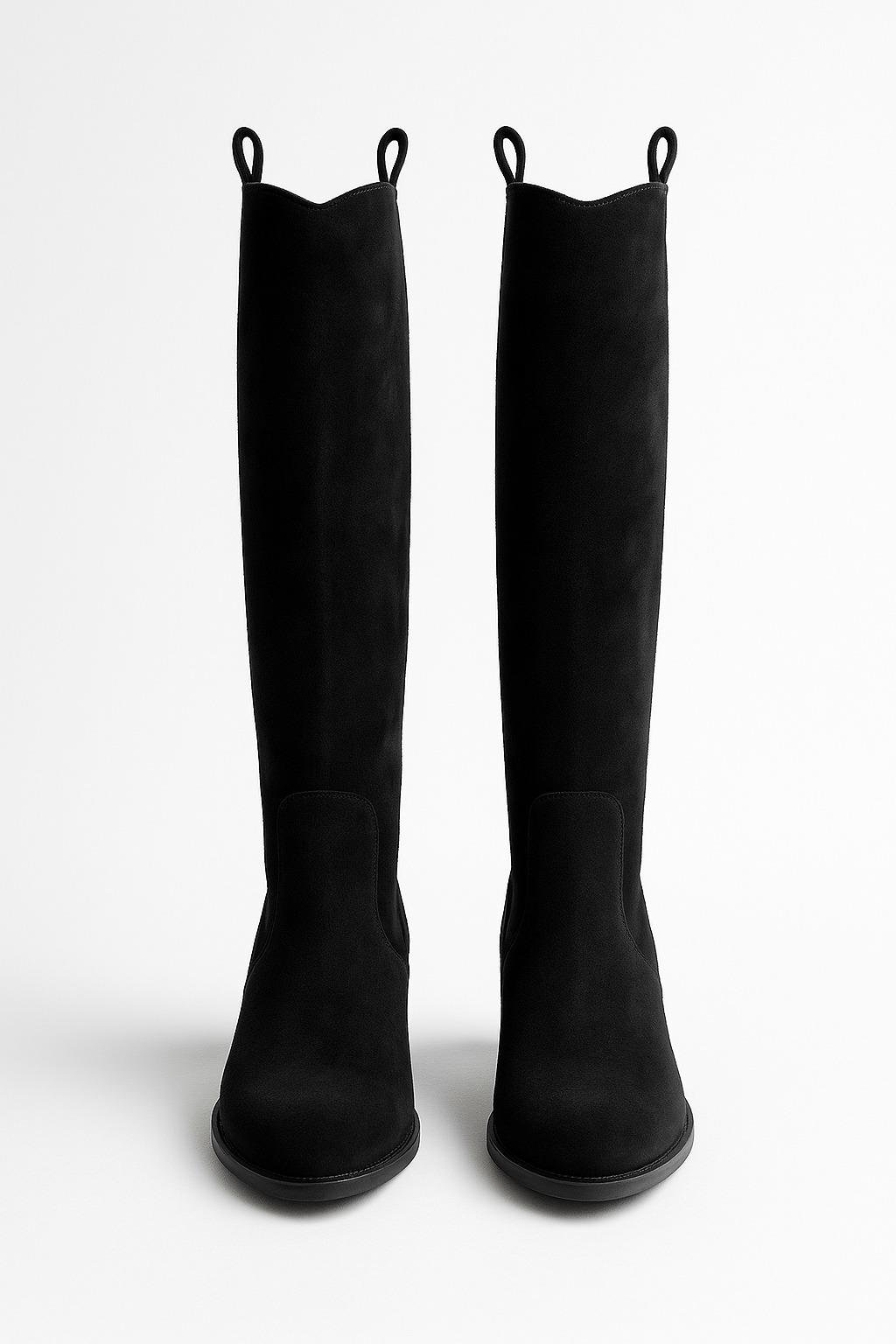 Novva Süet Kovboy Çizme Siyah - 