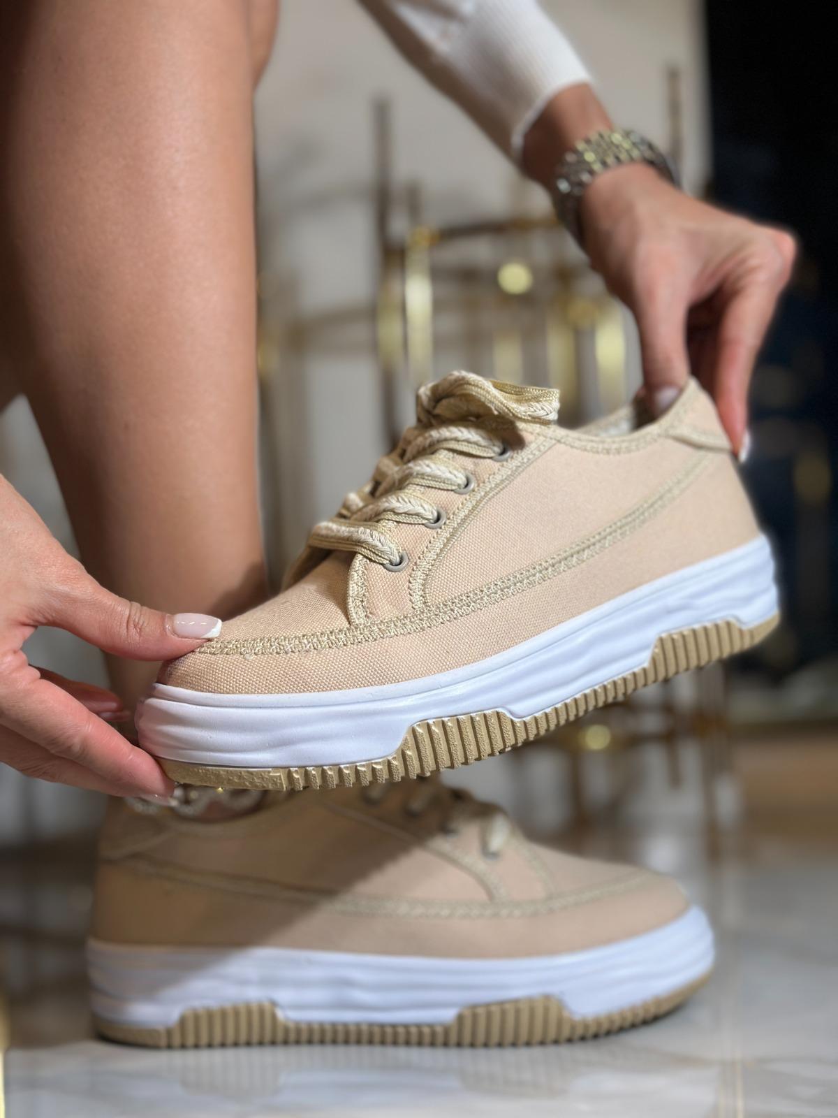 Nubale Keten Spor Ayakkabı Bej - KADIN AYAKKABI