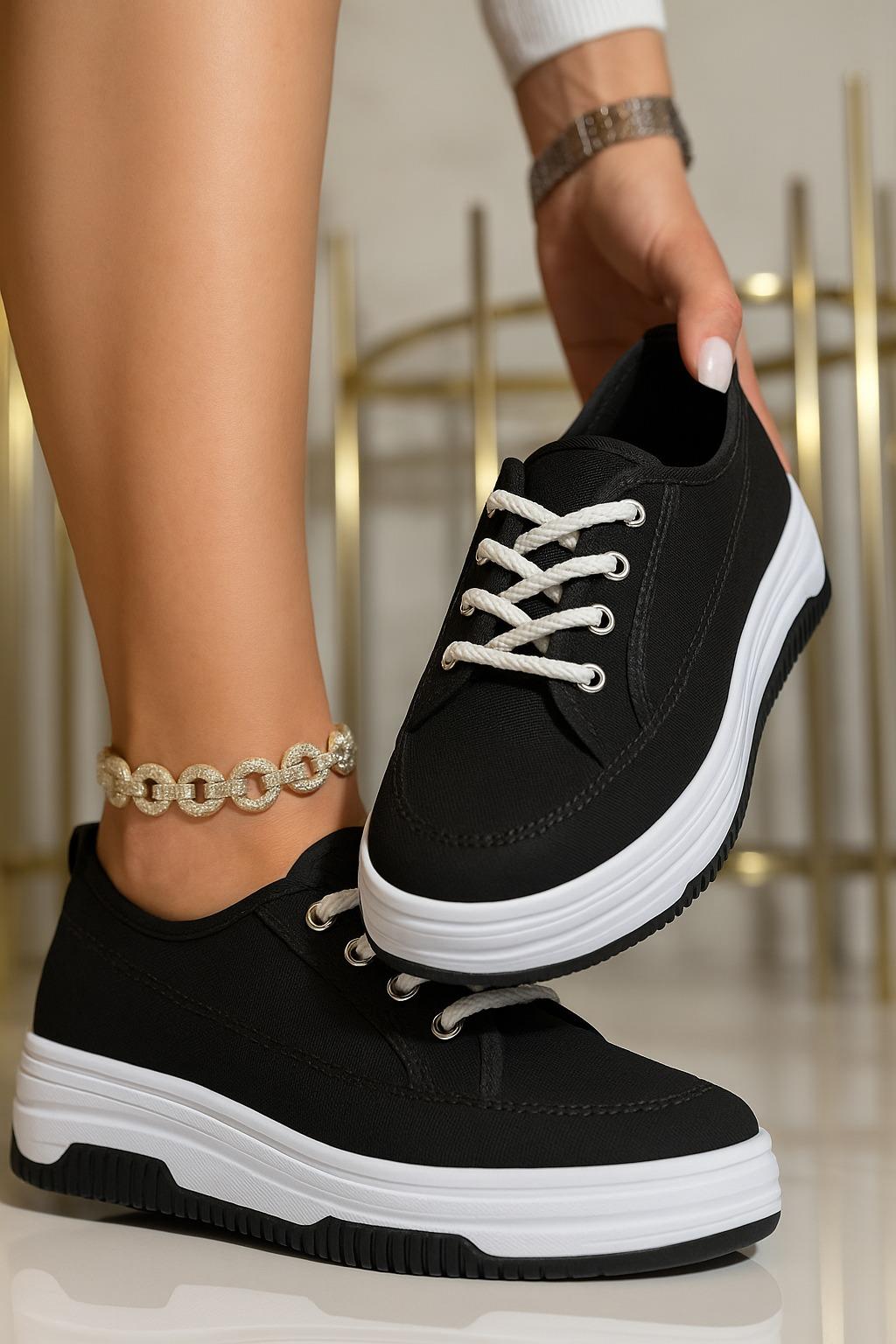 Nubale Keten Spor Ayakkabı Siyah - Spor Ayakkabı