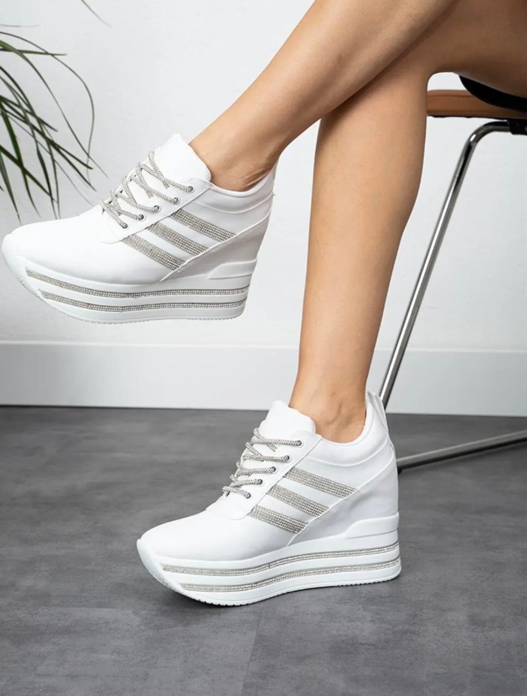 Okita Gizli Topuk Spor Ayakkabı Beyaz - KADIN AYAKKABI