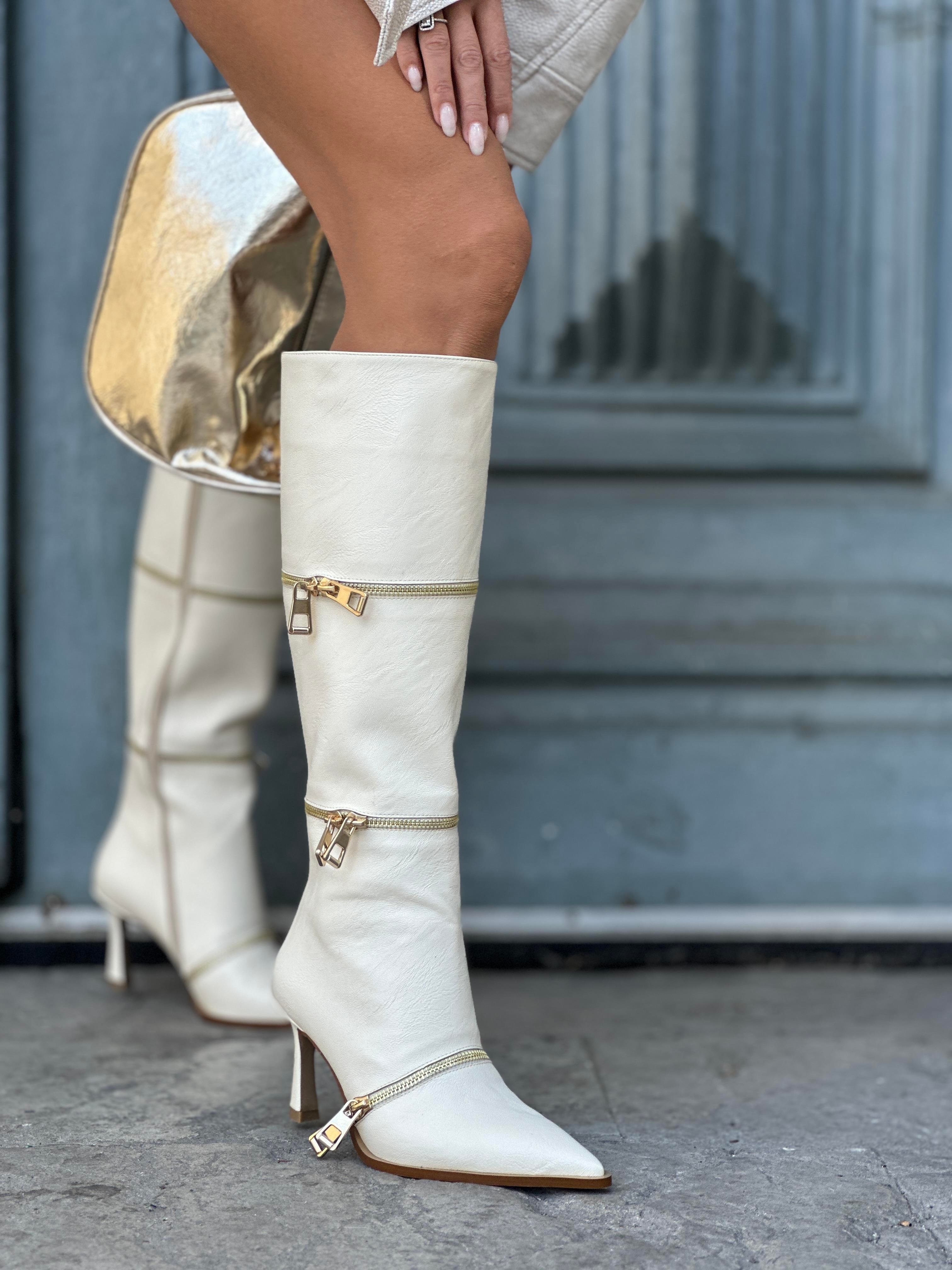 Olax Çizme Krem - LONG BOOTS