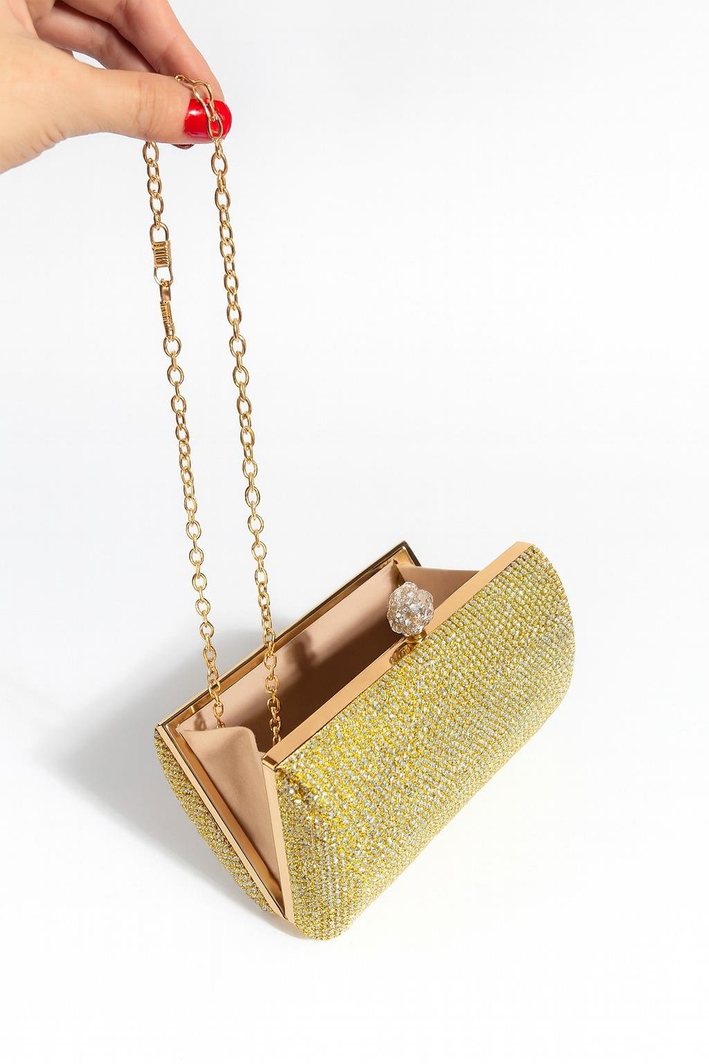 Opal Kristal Çanta Gold - 