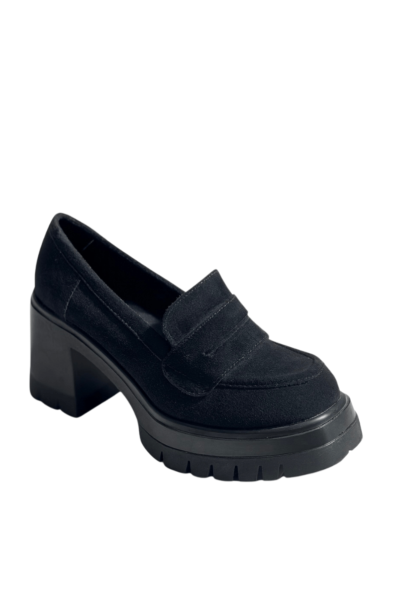 Osille Topuklu Süet Loafer Siyah - Loafer