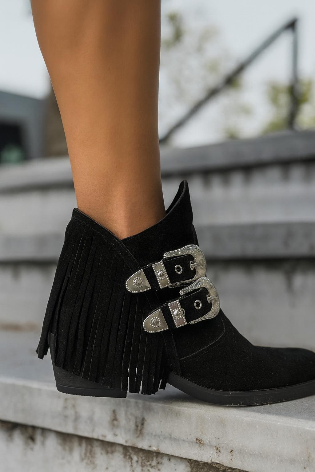 Palan Süet Bot Siyah - Bot