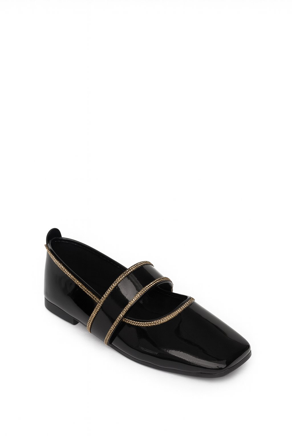 Pisa Kristal Taşlı Rugan Babet Gold - WOMAN SHOES