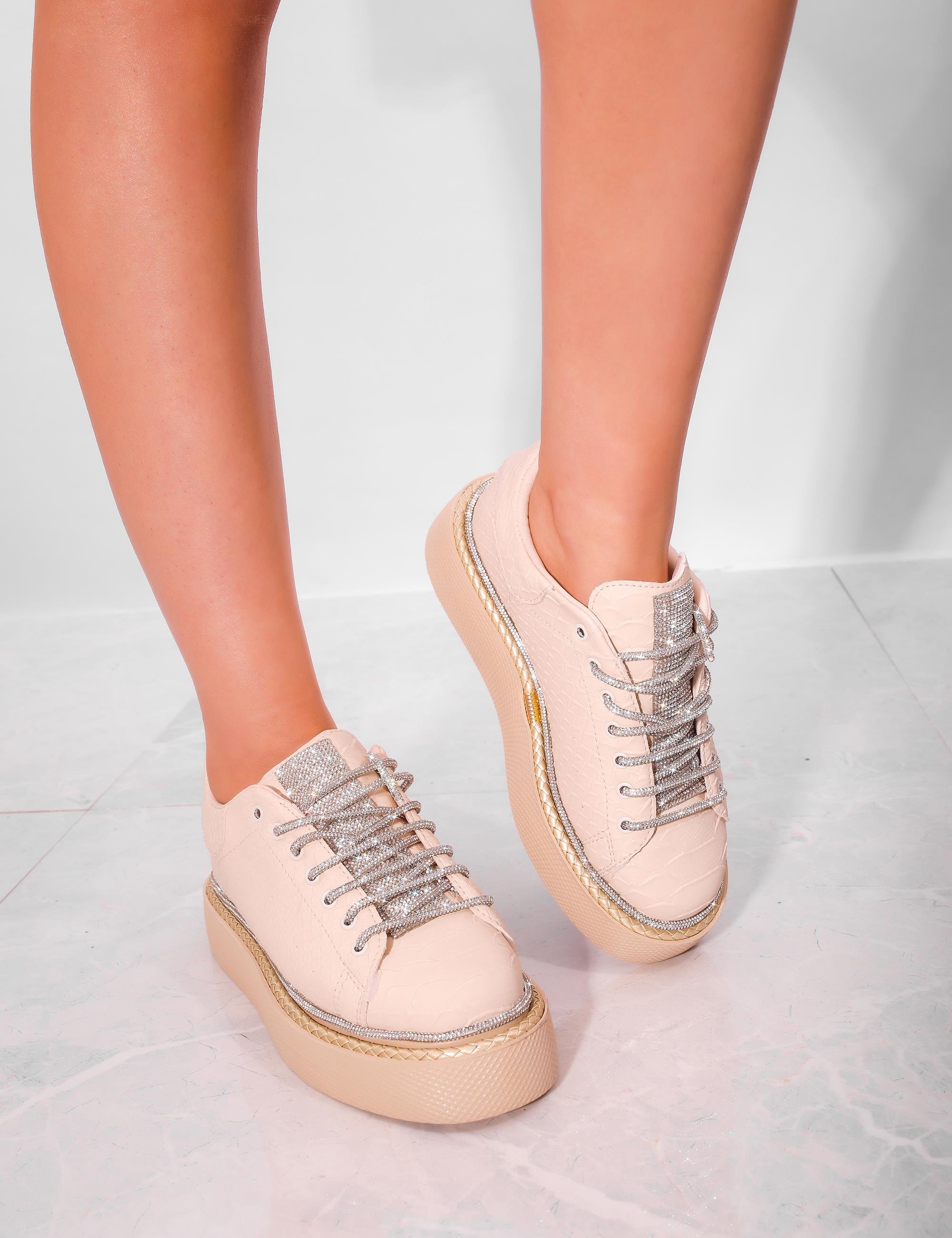 Pitstop Taşlı Krk Spor Ayakkabı Beyaz - Kadın Ayakkabı