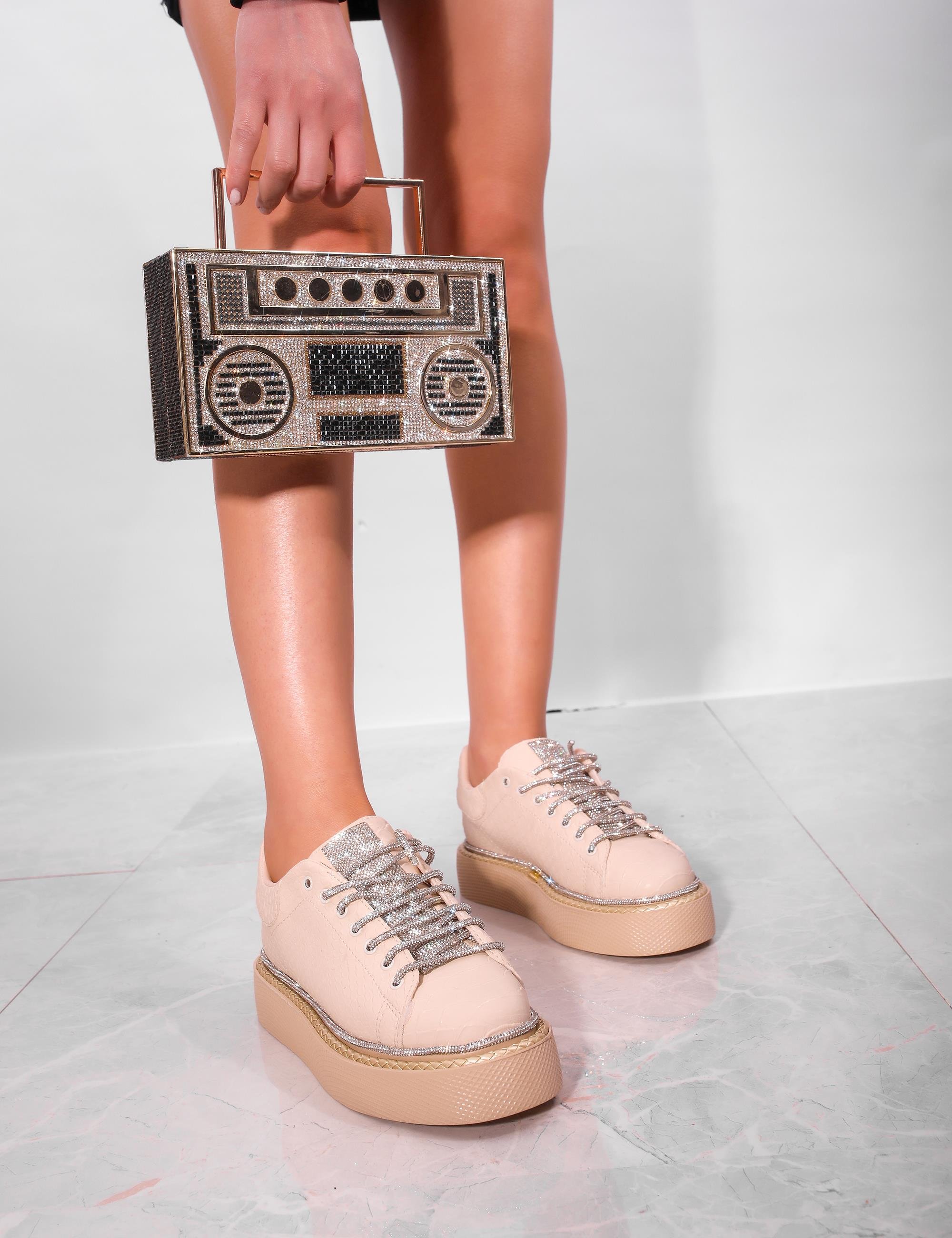 Pitstop Taşlı Krk Spor Ayakkabı Beyaz - Kadın Ayakkabı