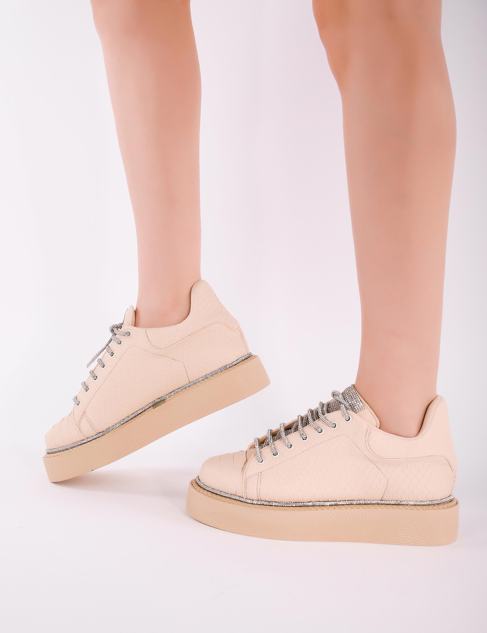 Pitstop Taşlı Krk Spor Ayakkabı Nude - KADIN AYAKKABI