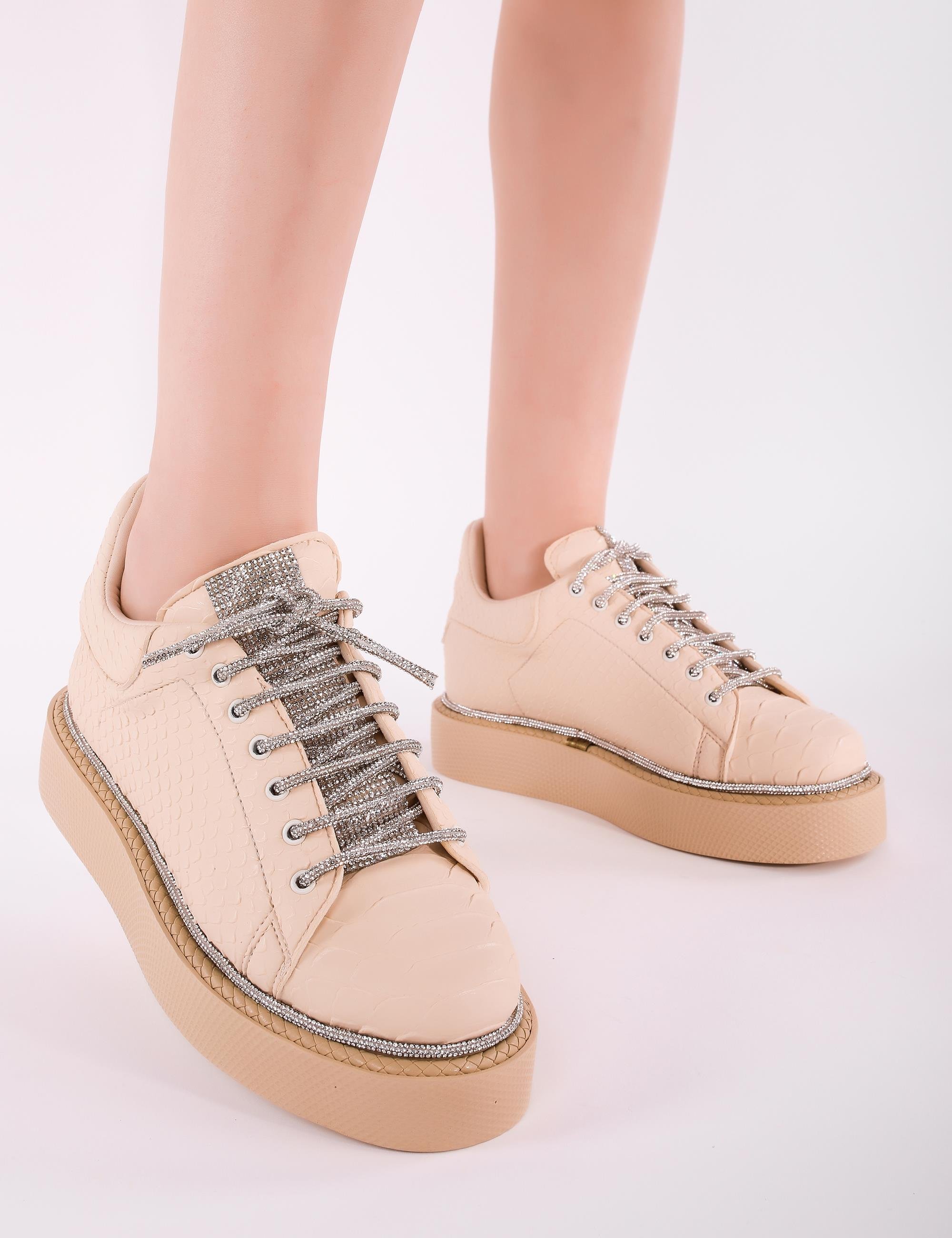 Pitstop Taşlı Krk Spor Ayakkabı Nude - KADIN AYAKKABI