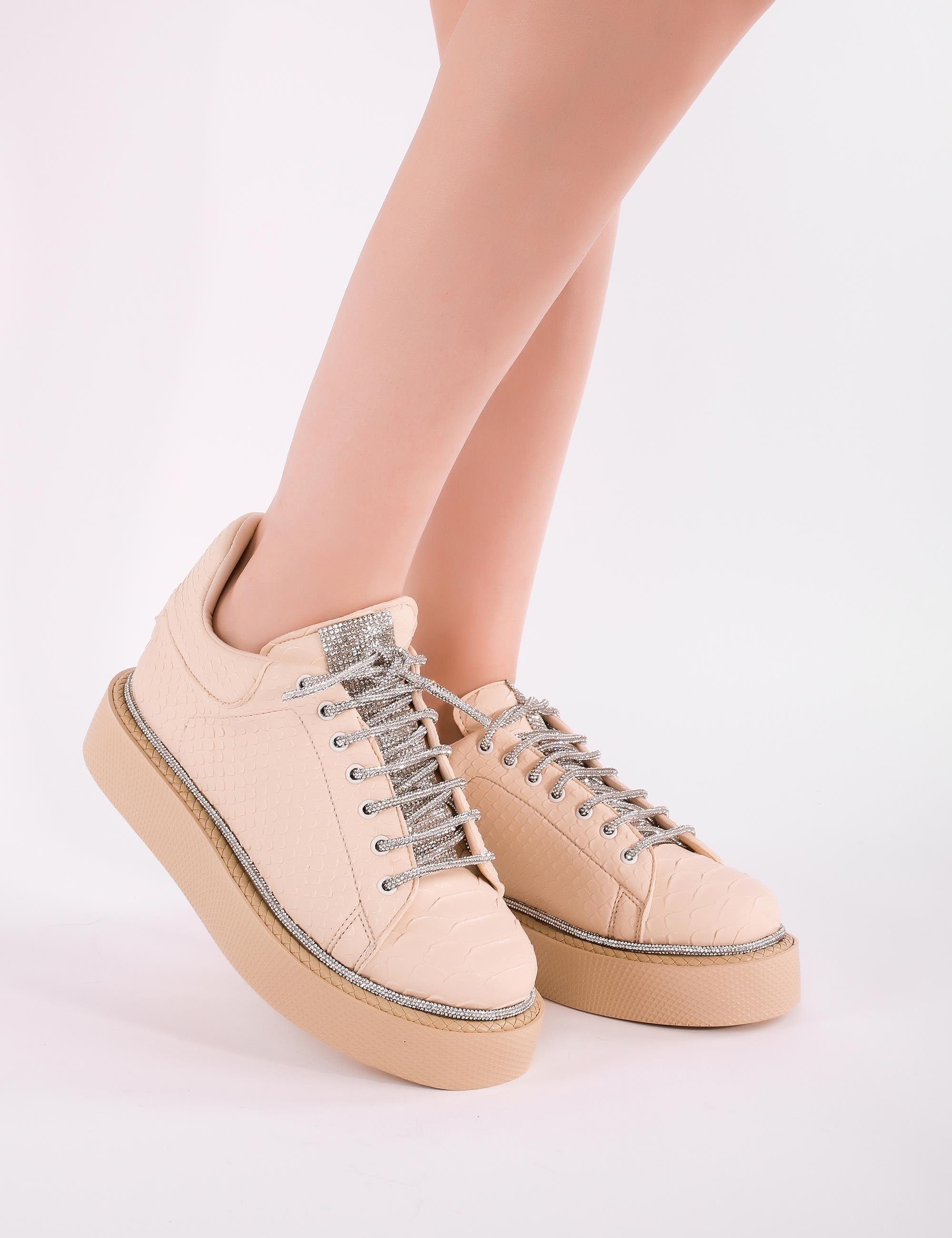 Pitstop Taşlı Krk Spor Ayakkabı Nude - KADIN AYAKKABI