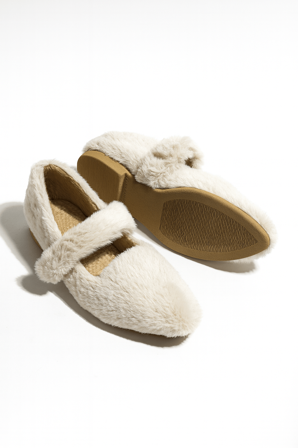 Plush Kürklü Babet Bej - Kışlık Terlik