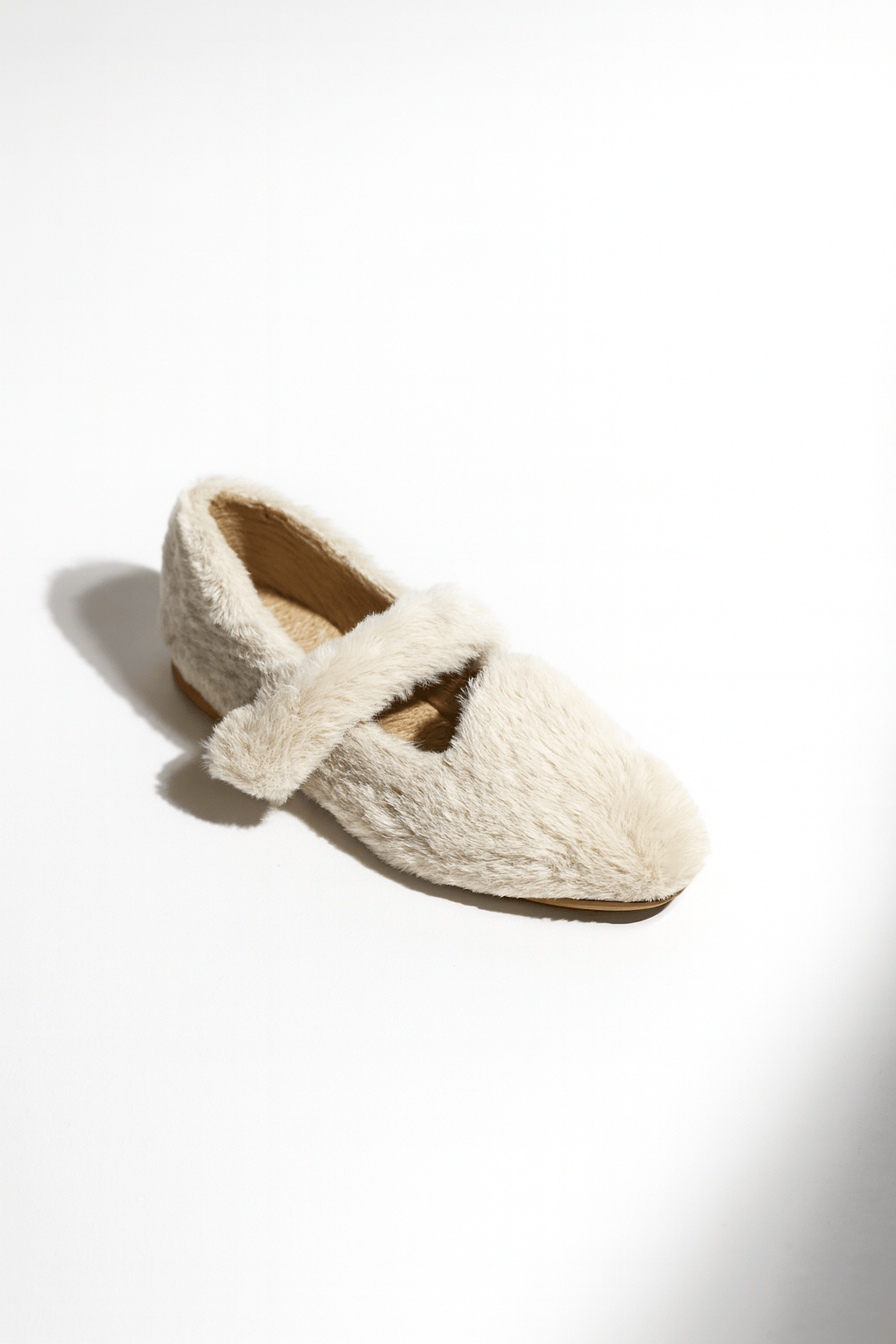 Plush Kürklü Babet Bej - Kışlık Terlik