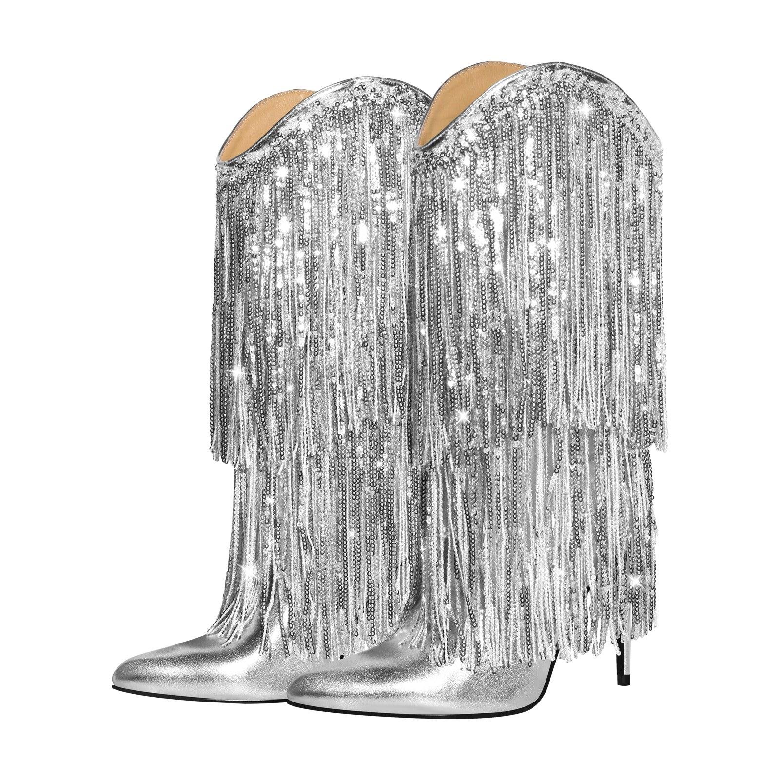 Qesu Çizme Gümüş - LONG BOOTS