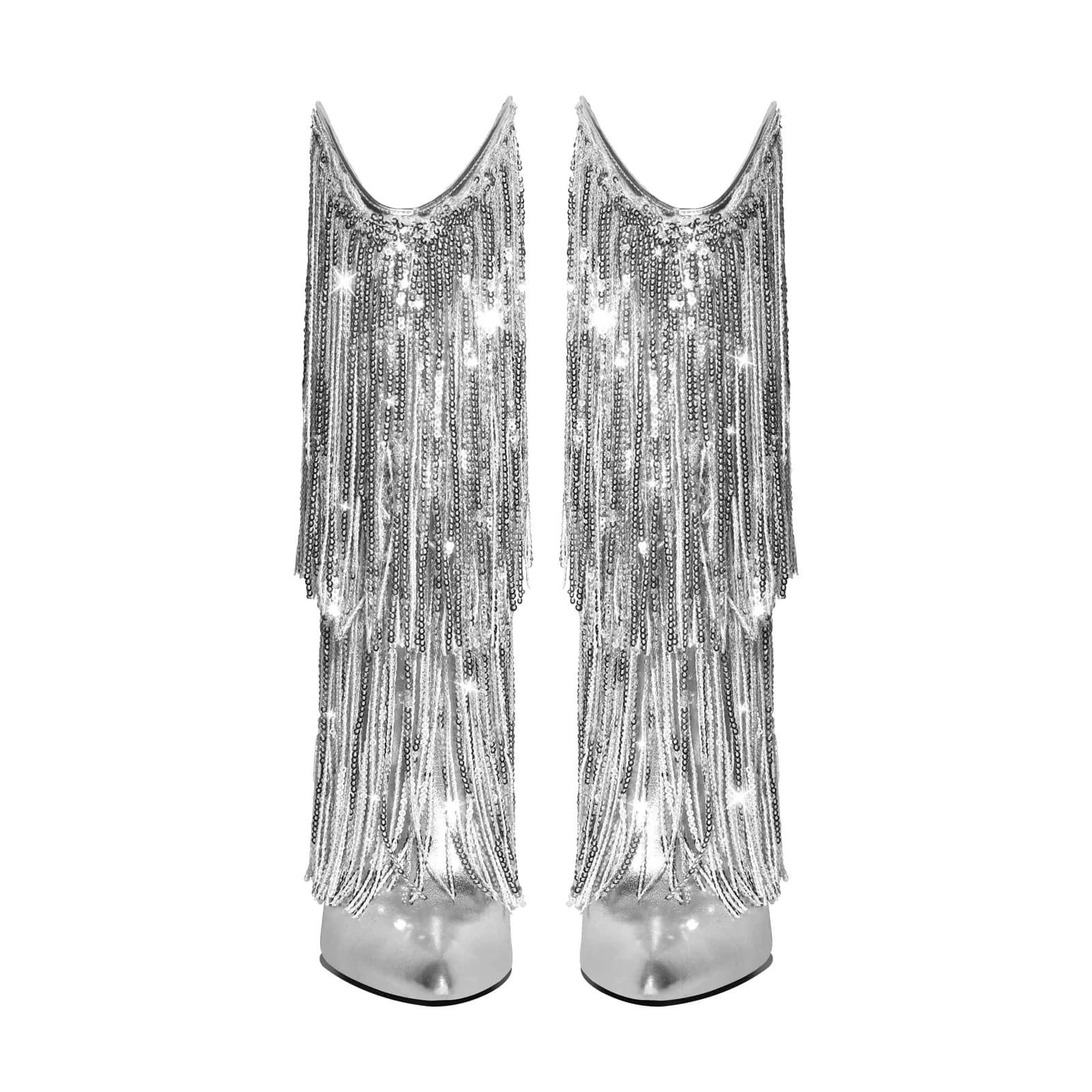 Qesu Çizme Gümüş - LONG BOOTS