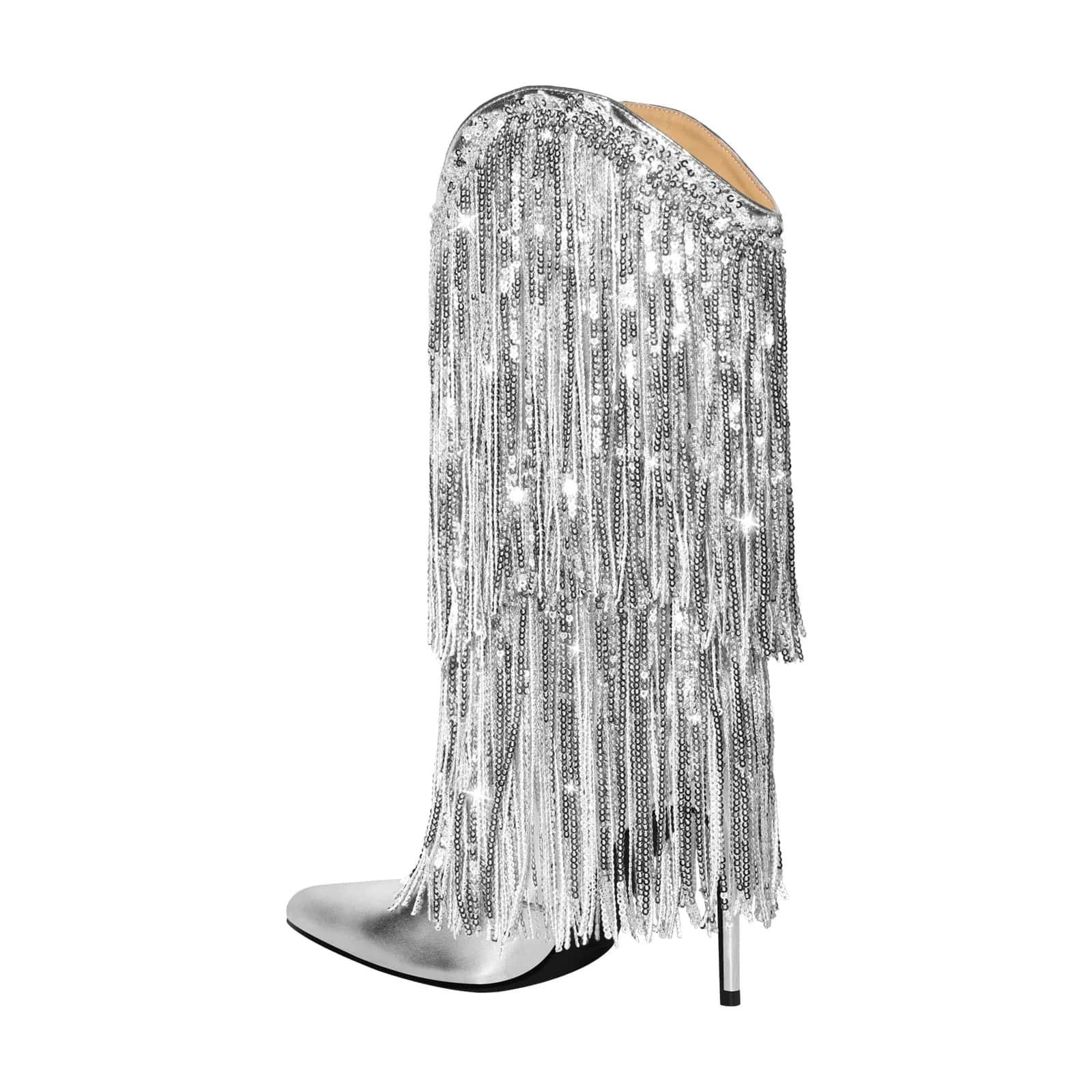 Qesu Çizme Gümüş - LONG BOOTS
