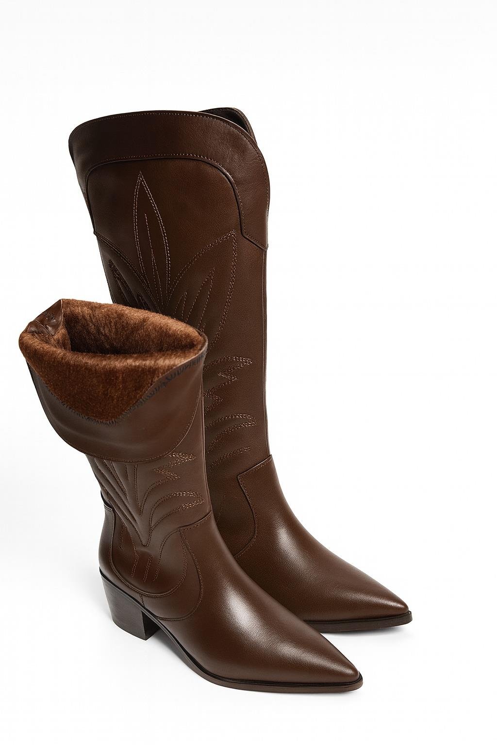 Ranch Kahverengi Deri Kovboy Çizmesi - Cowboy Çizme