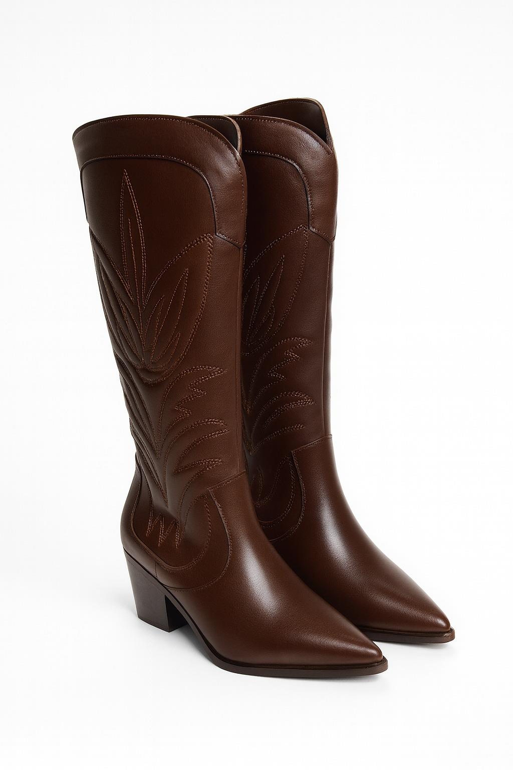 Ranch Kahverengi Deri Kovboy Çizmesi - Cowboy Çizme