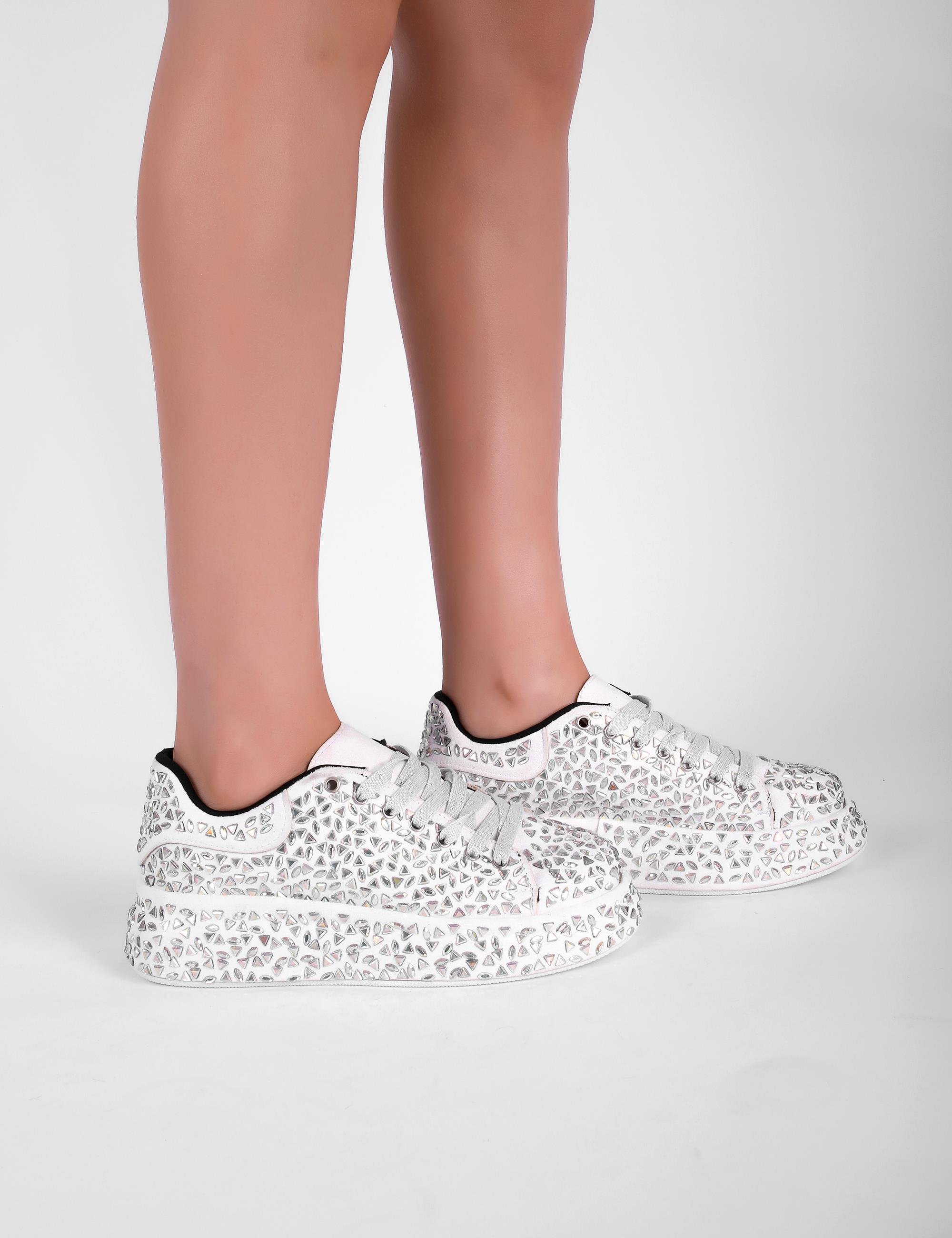 Reny Taşlı Spor Ayakkabı Beyaz - Kadın Ayakkabı