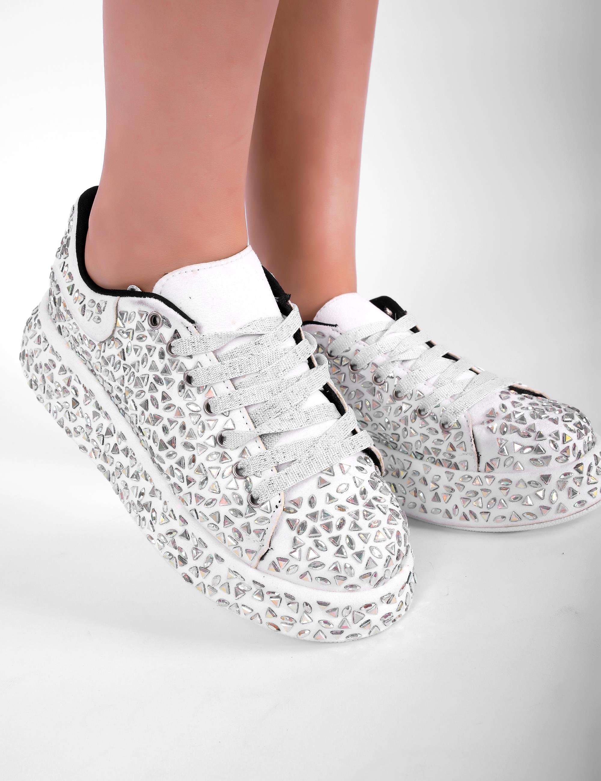 Reny Taşlı Spor Ayakkabı Beyaz - Kadın Ayakkabı