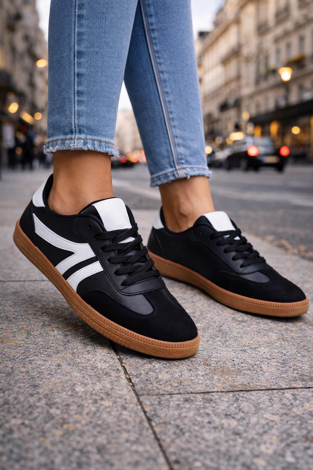 Retro Street Süet Spor Ayakkabı Siyah - 