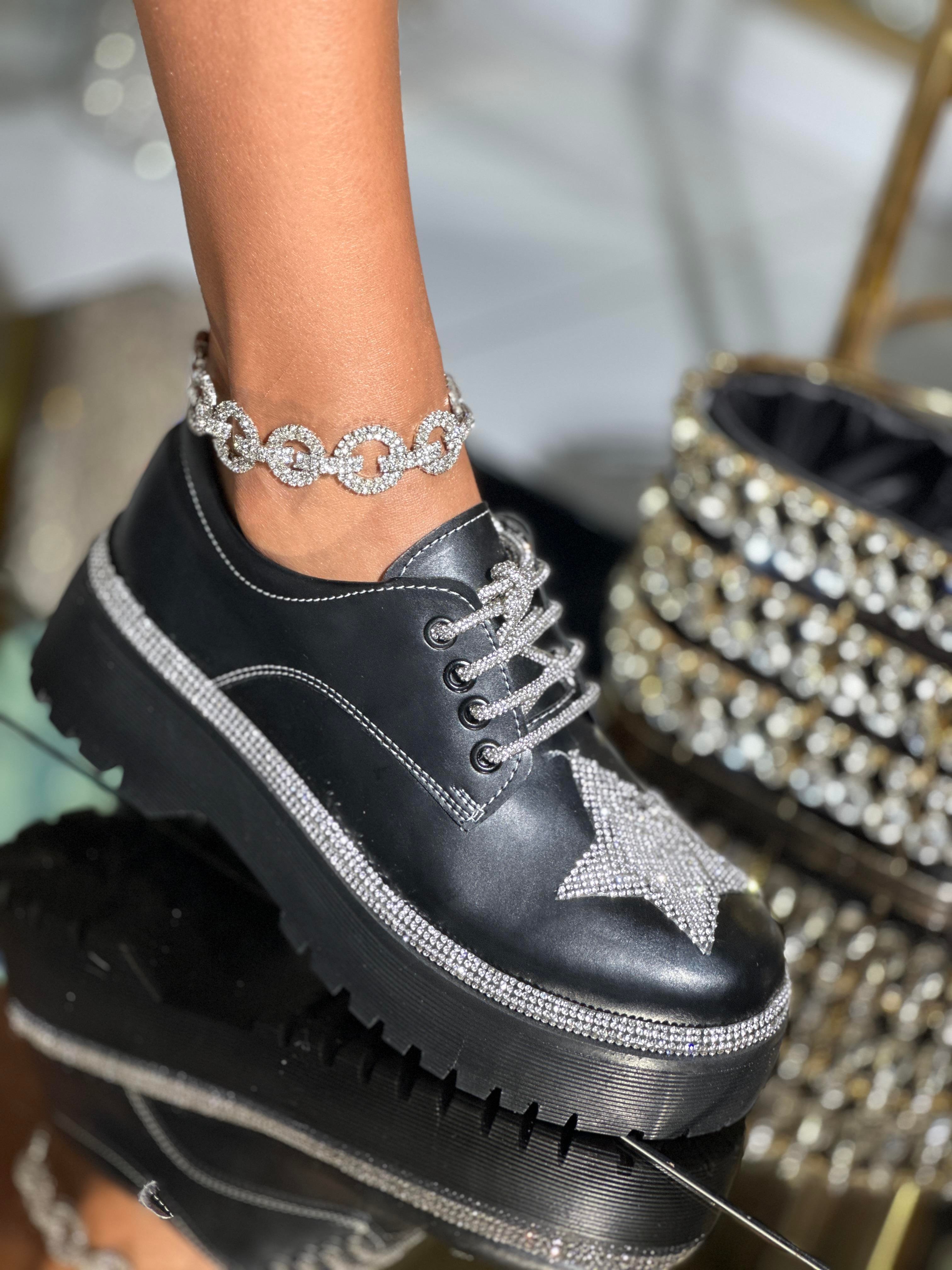 Rocki Star Kristal Taşlı Loafer Siyah - KADIN AYAKKABI