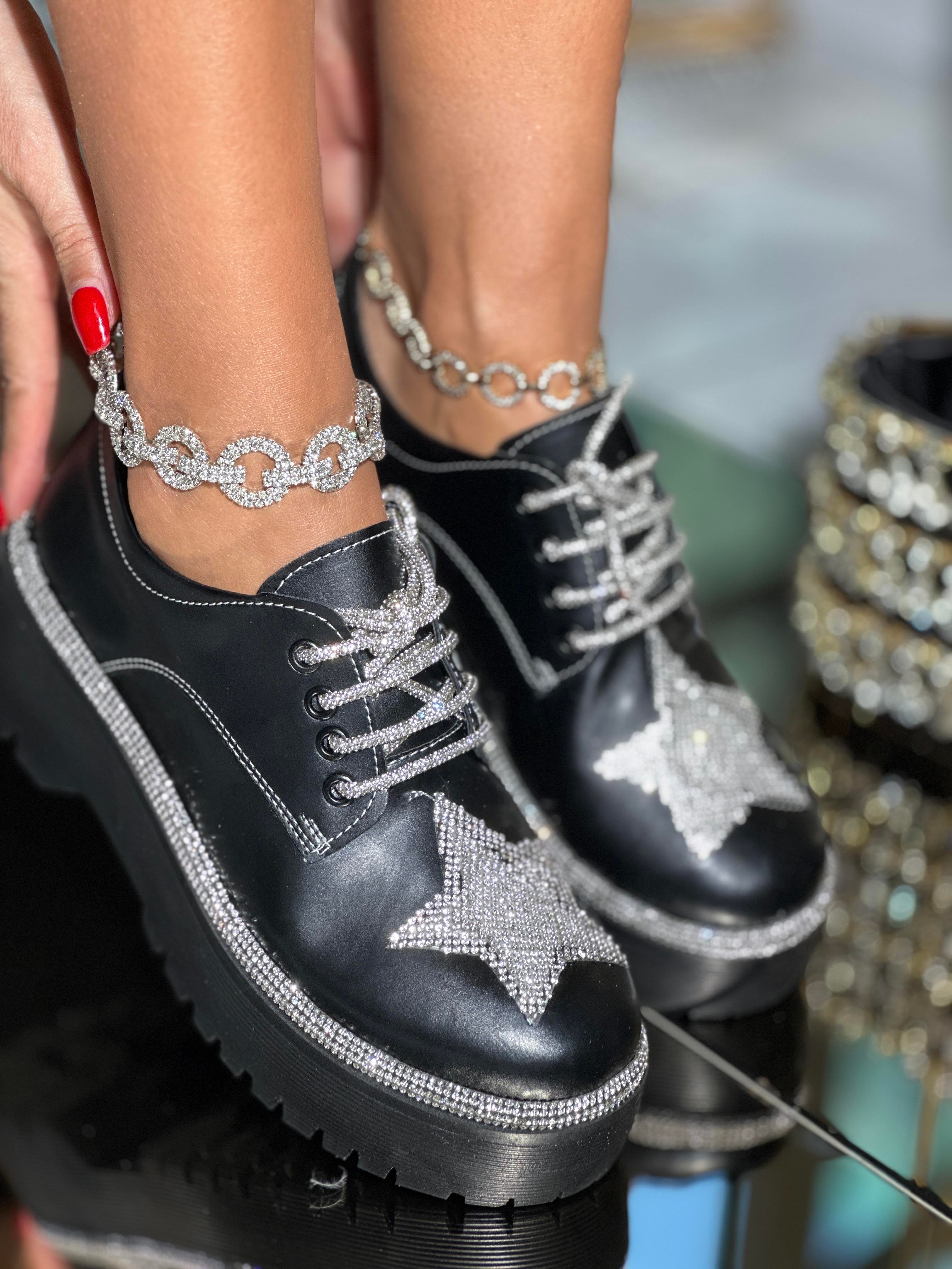 Rocki Star Kristal Taşlı Loafer Siyah - KADIN AYAKKABI