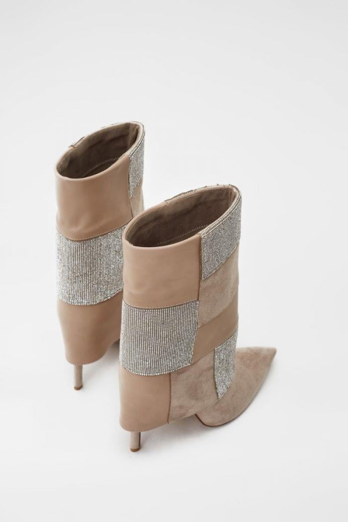 Rowena Taşlı Çizme Nude - KADIN AYAKKABI