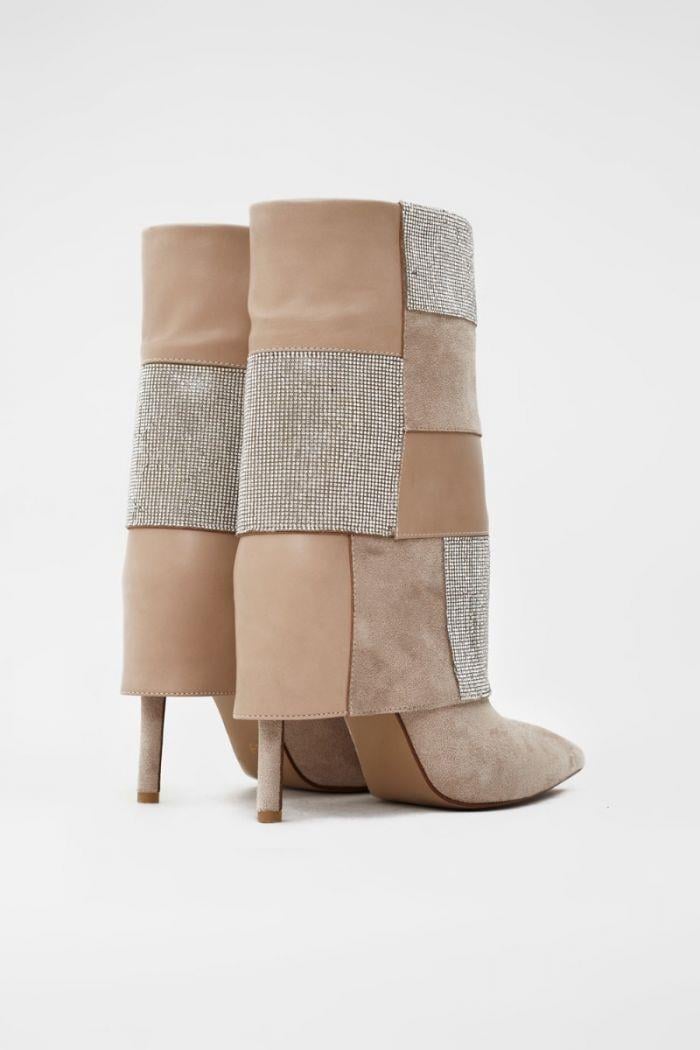 Rowena Taşlı Çizme Nude - KADIN AYAKKABI