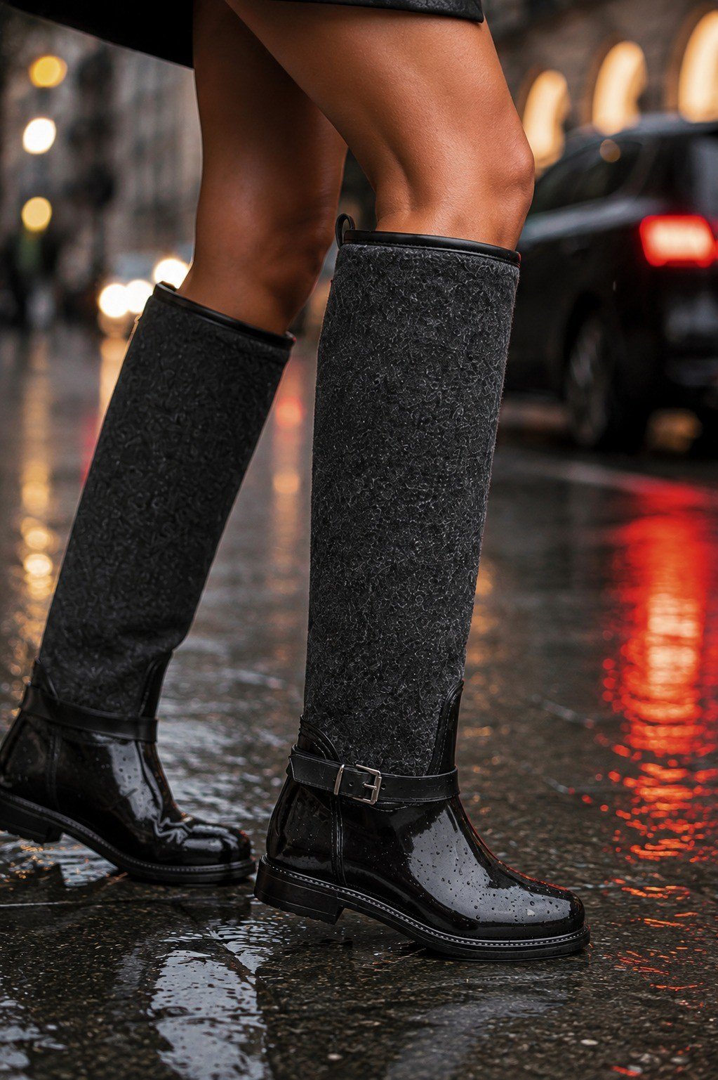 Rubber Long Rain Çizme Siyah - Düz Çizme