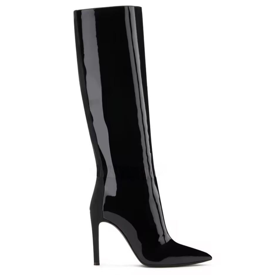 Ruby Patent Leather Long Boot Black - Topuklu Çizme