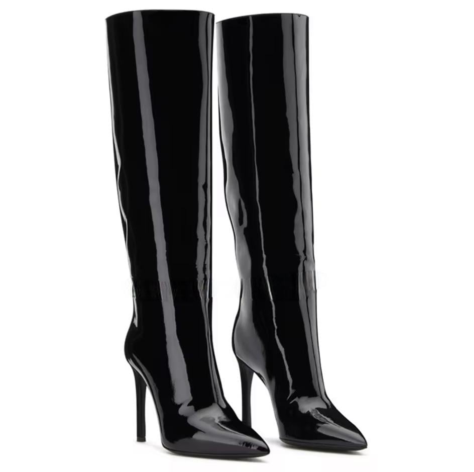Ruby Patent Leather Long Boot Black - Topuklu Çizme