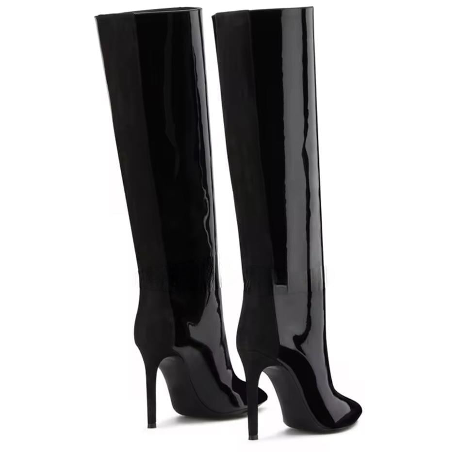 Ruby Patent Leather Long Boot Black - Topuklu Çizme