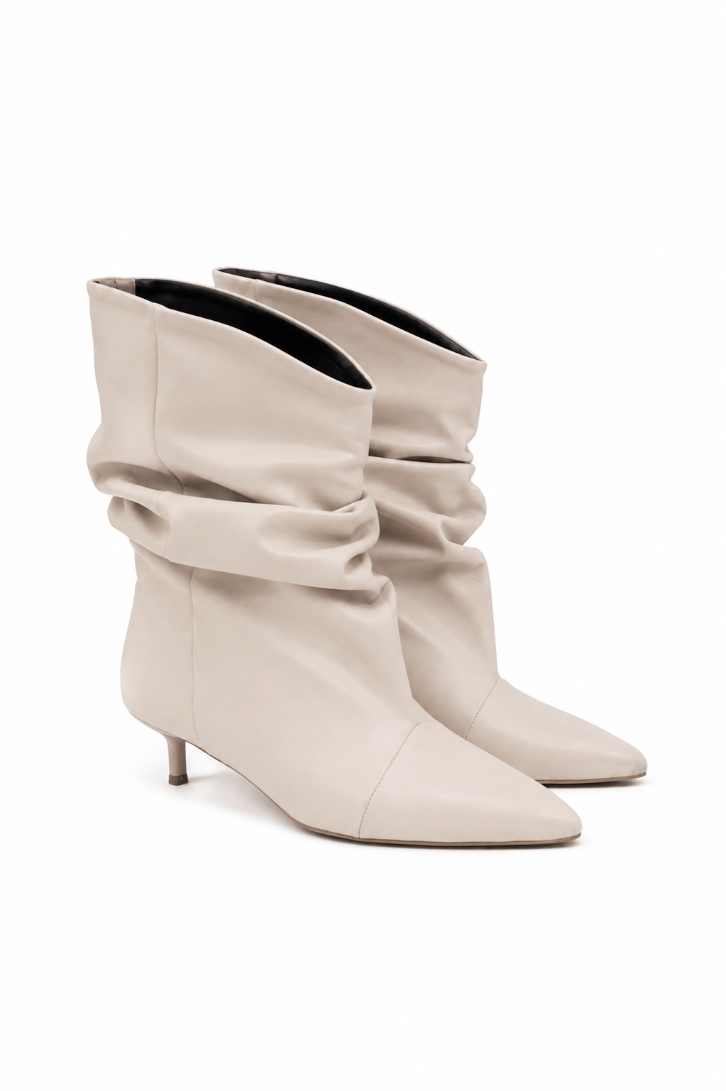 Ruched İnce Topuklu Bot Ekru - 